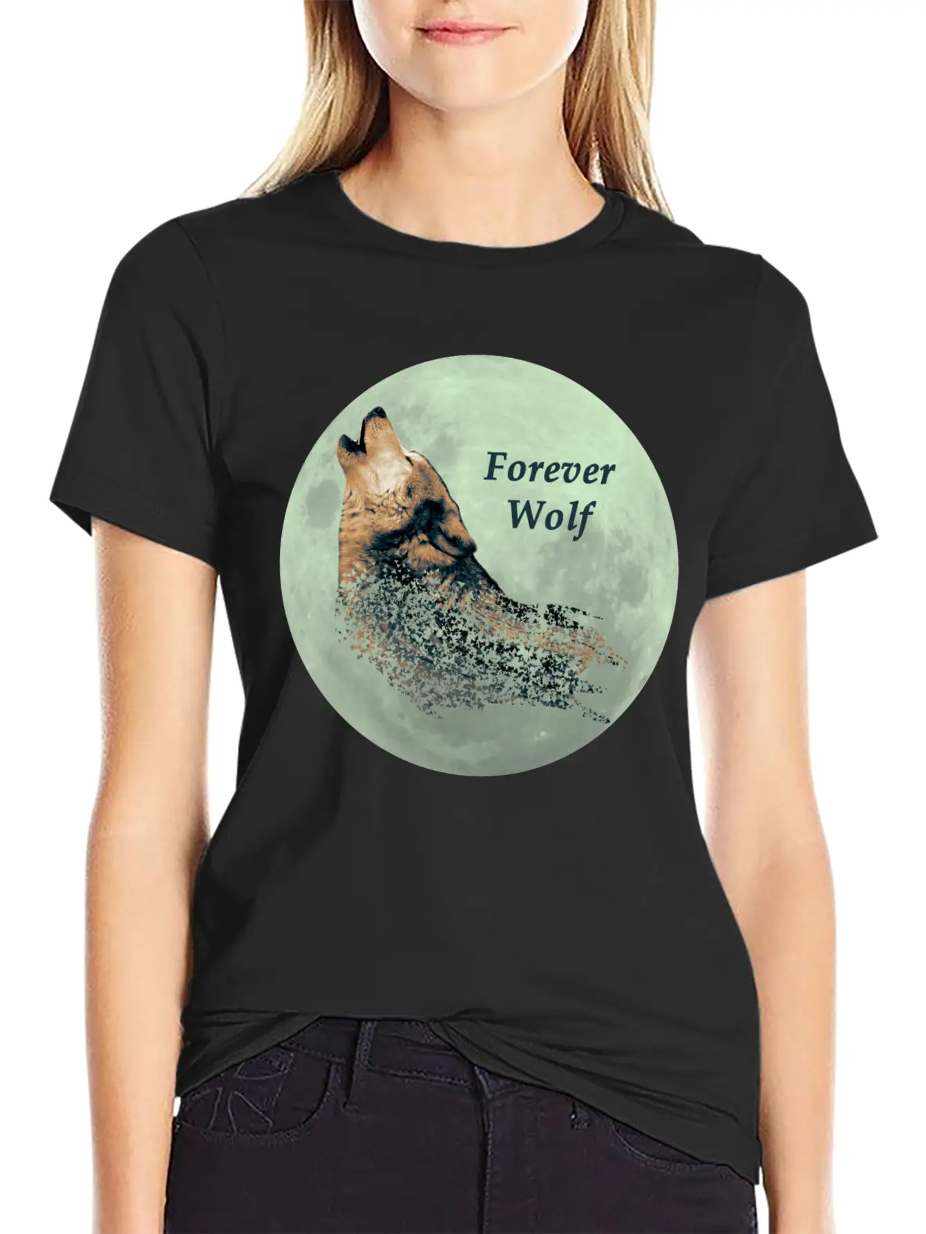 Forever Wolf Over Full Moon Night Classic Fit Graphic Tee For Daily Comfort – Unisex Cotton Shirt