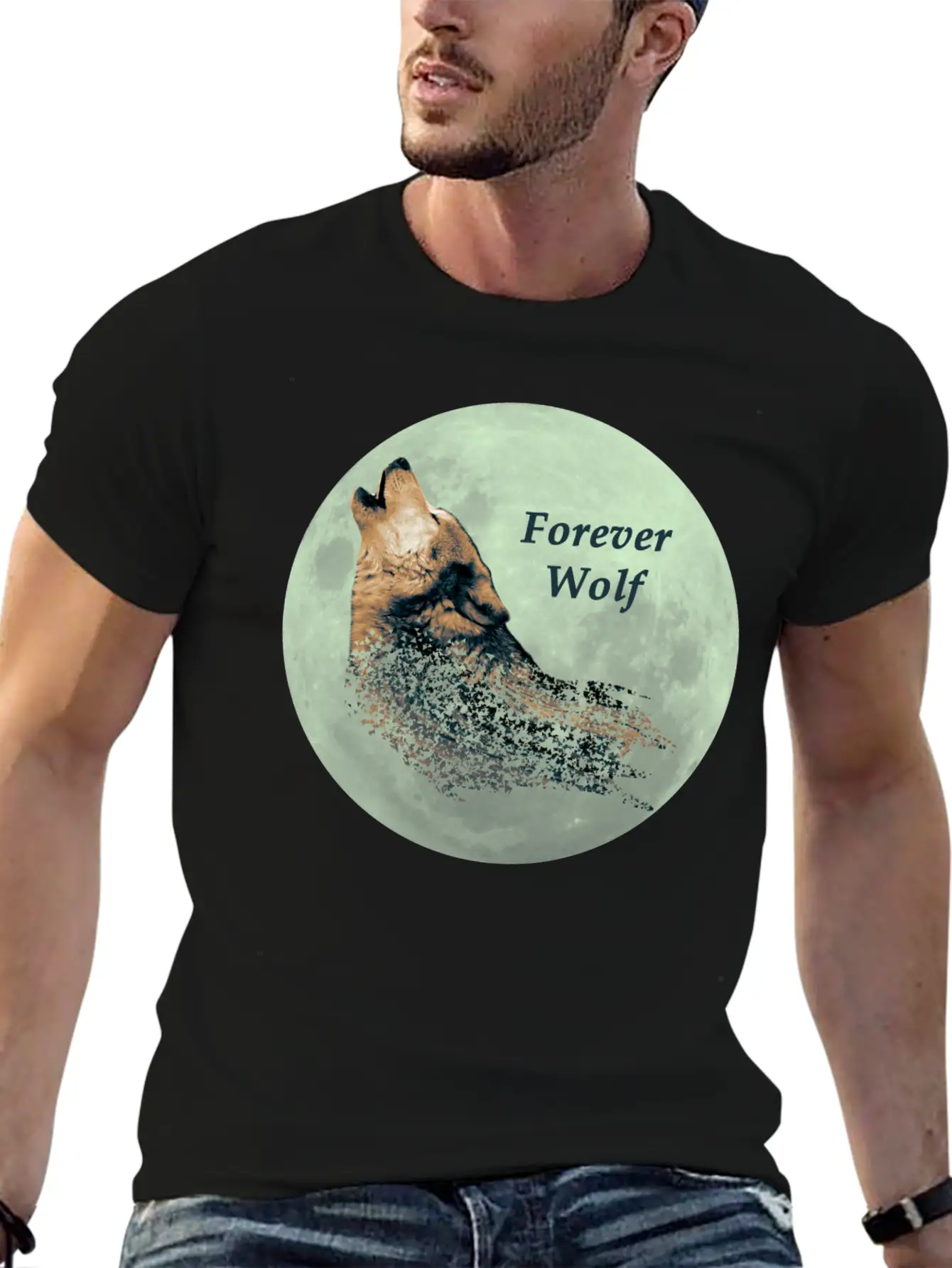 Forever Wolf Over Full Moon Night Classic Fit Graphic Tee For Daily Comfort – Unisex Cotton Shirt