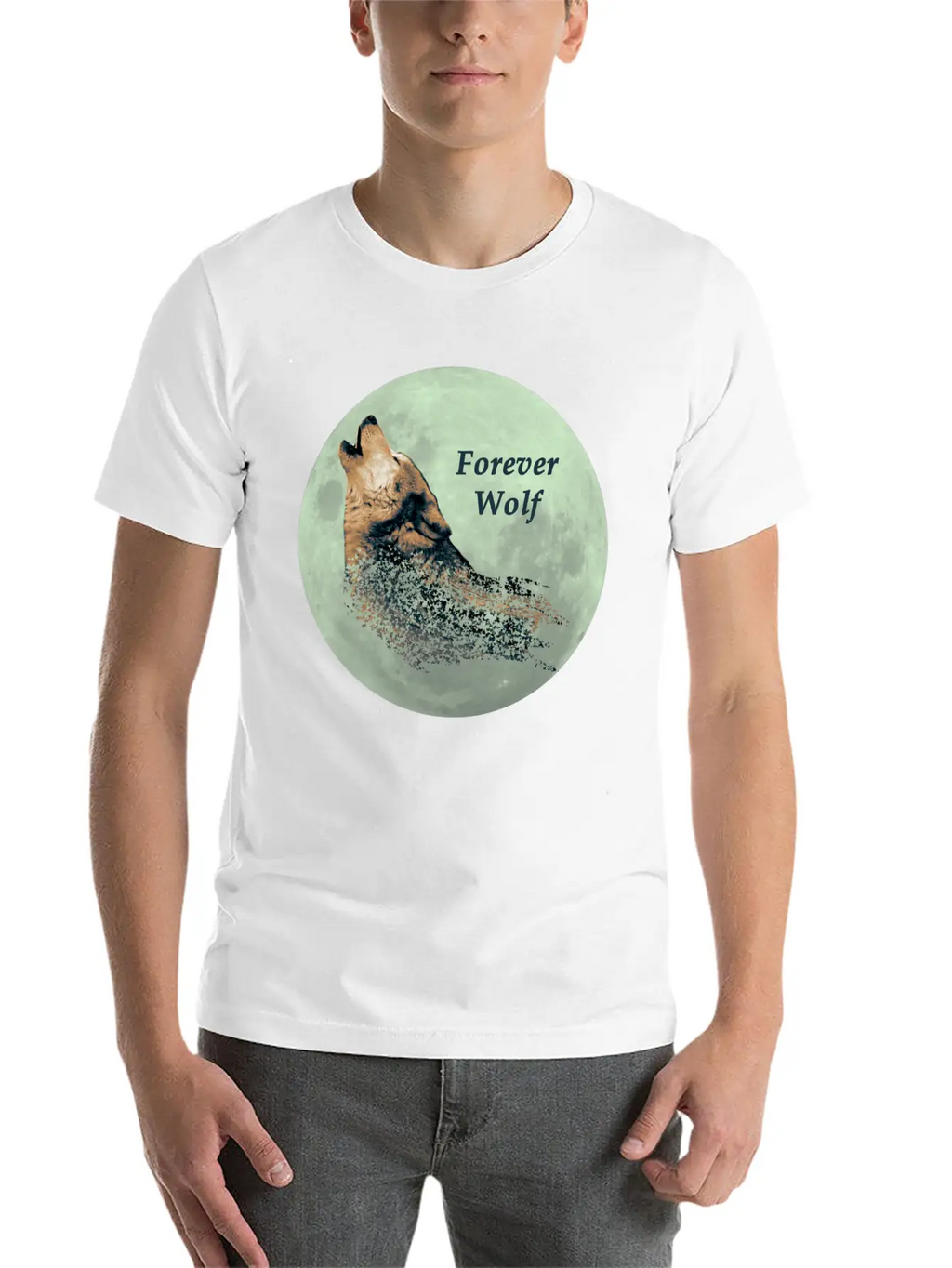 Forever Wolf Over Full Moon Night Classic Fit Graphic Tee For Daily Comfort – Unisex Cotton Shirt