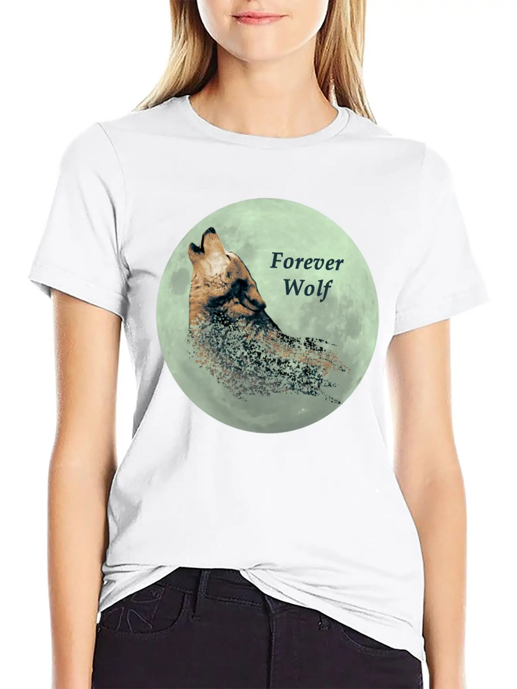 Forever Wolf Over Full Moon Night Classic Fit Graphic Tee For Daily Comfort – Unisex Cotton Shirt
