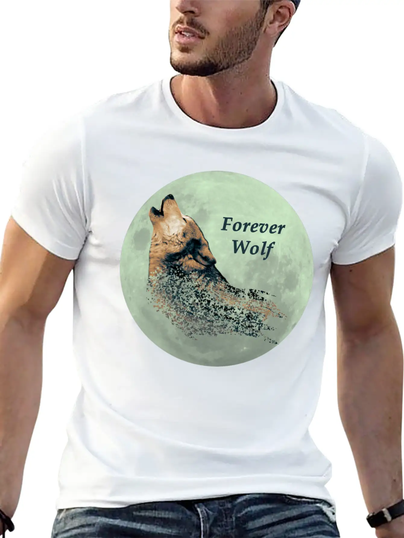 Forever Wolf Over Full Moon Night Classic Fit Graphic Tee For Daily Comfort – Unisex Cotton Shirt