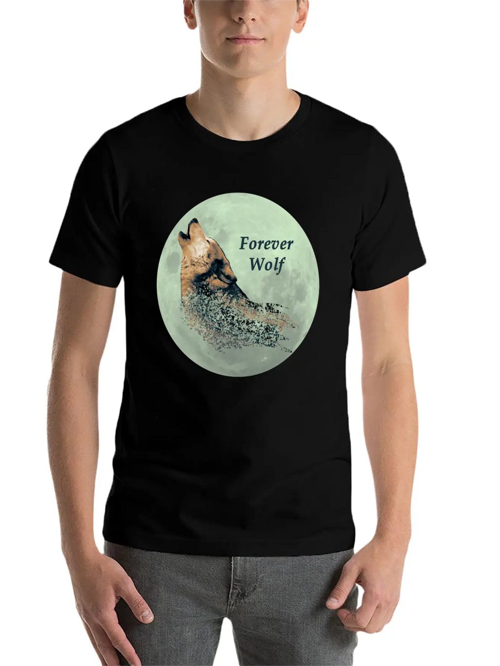 Forever Wolf Over Full Moon Night Classic Fit Graphic Tee For Daily Comfort – Unisex Cotton Shirt
