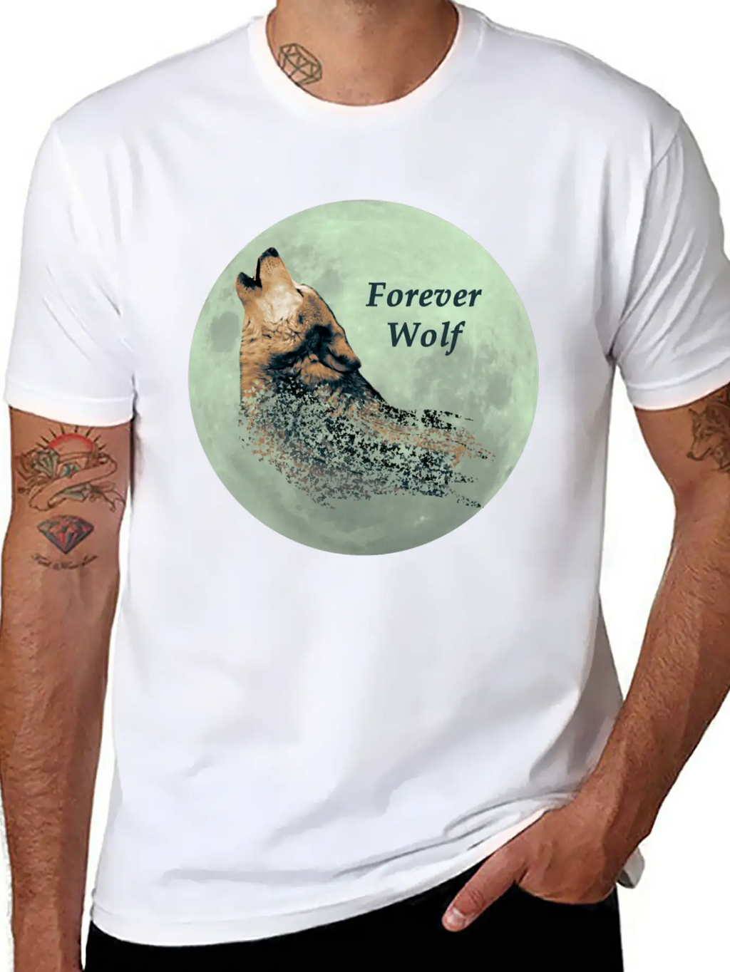 Forever Wolf Over Full Moon Night Classic Fit Graphic Tee For Daily Comfort – Unisex Cotton Shirt