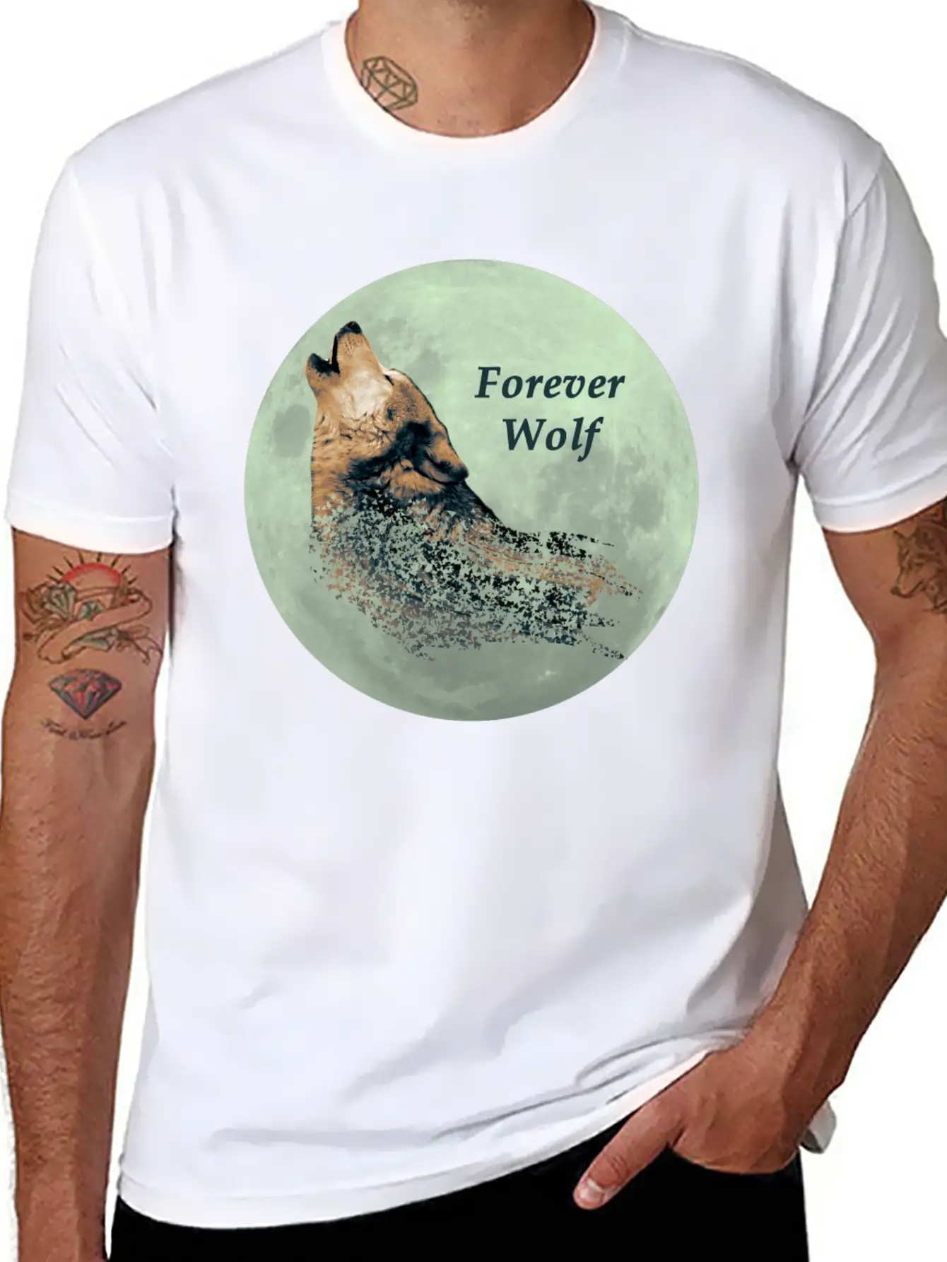 Forever Wolf Over Full Moon Night Classic Fit Graphic Tee For Daily Comfort – Unisex Cotton Shirt