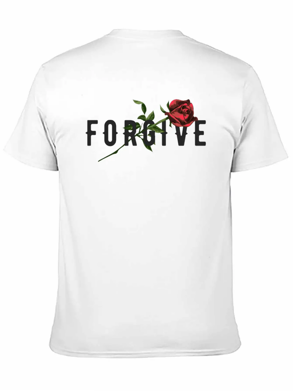 Forgive Slogan With Rose Illustration Breathable Soft Cotton T-Shirt – Timeless Casual Look