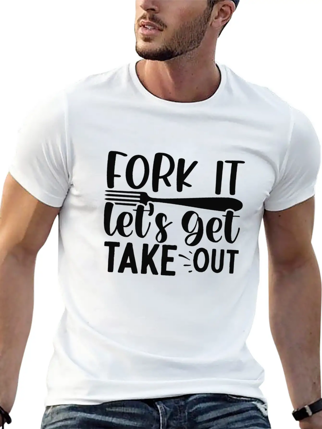 Fork It Lets Get Take Out Funny Kitchen Quotes T-S Unisex Short Sleeve Soft Cotton T-Shirt – Casual Everyday Wear