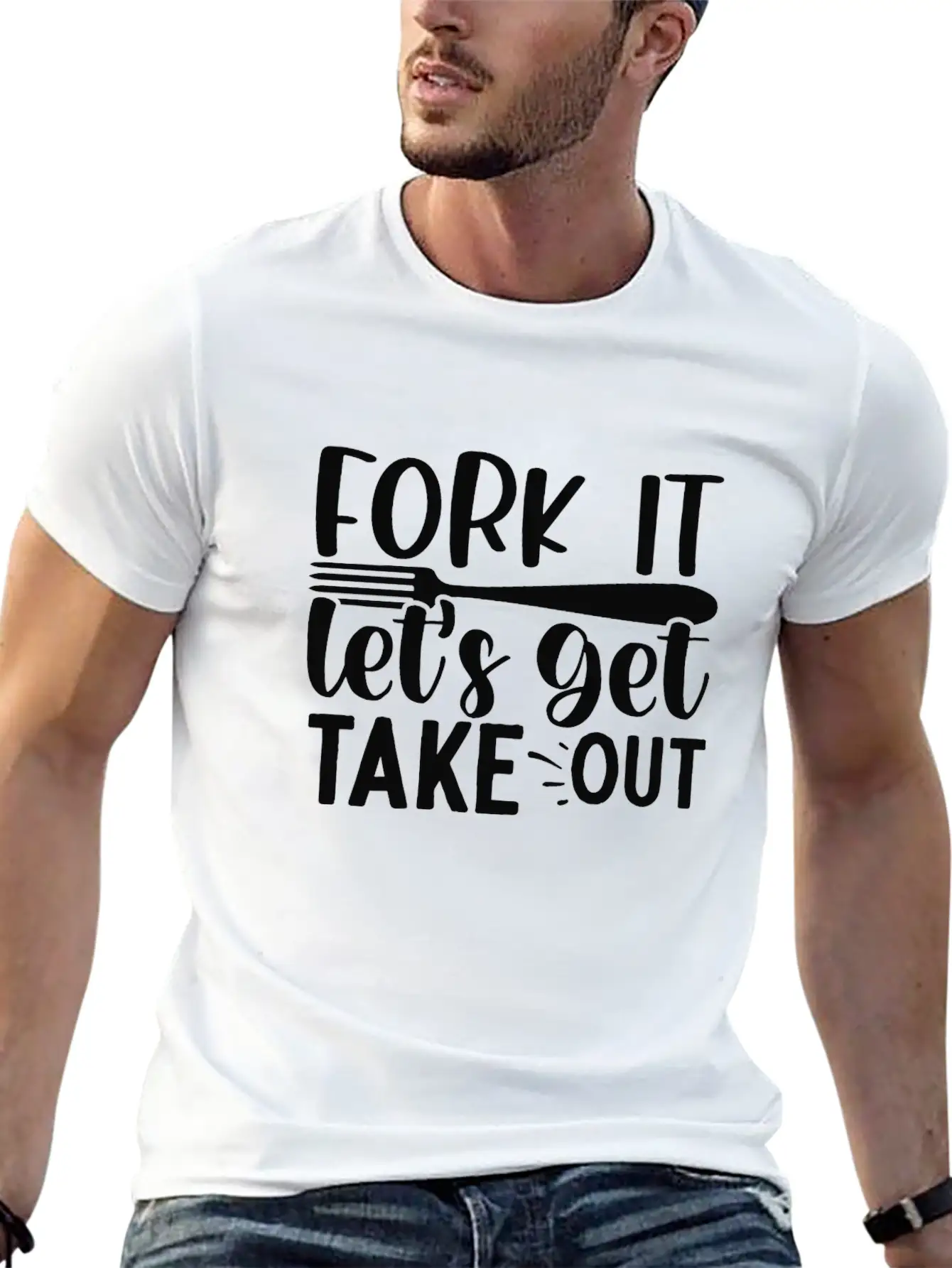 Fork It Lets Get Take Out Funny Kitchen Quotes T-S Unisex Short Sleeve Soft Cotton T-Shirt – Casual Everyday Wear