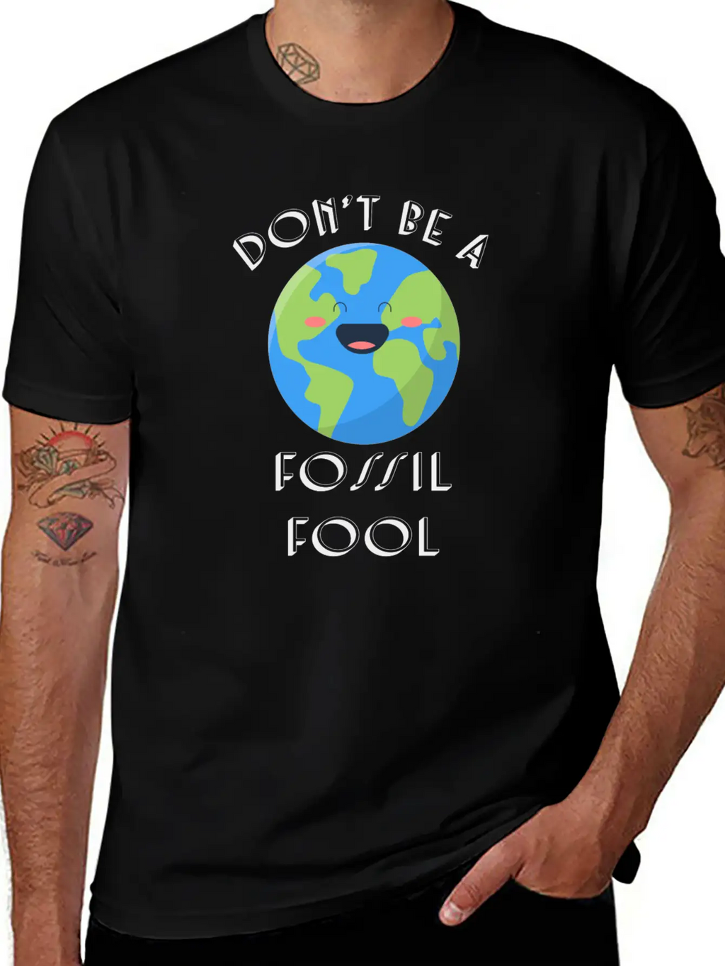 Fossil Fool Gift Ecology Saying Climate Change Unisex Short Sleeve Soft Cotton T-Shirt – Casual Everyday Wear