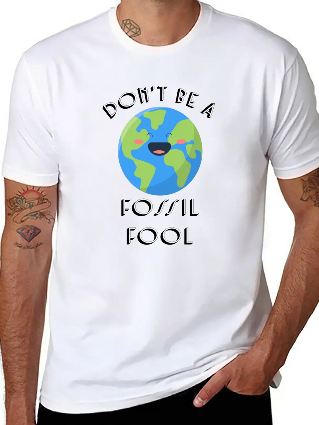 Fossil Fool Gift Ecology Saying Climate Change Unisex Short Sleeve Soft Cotton T-Shirt – Casual Everyday Wear
