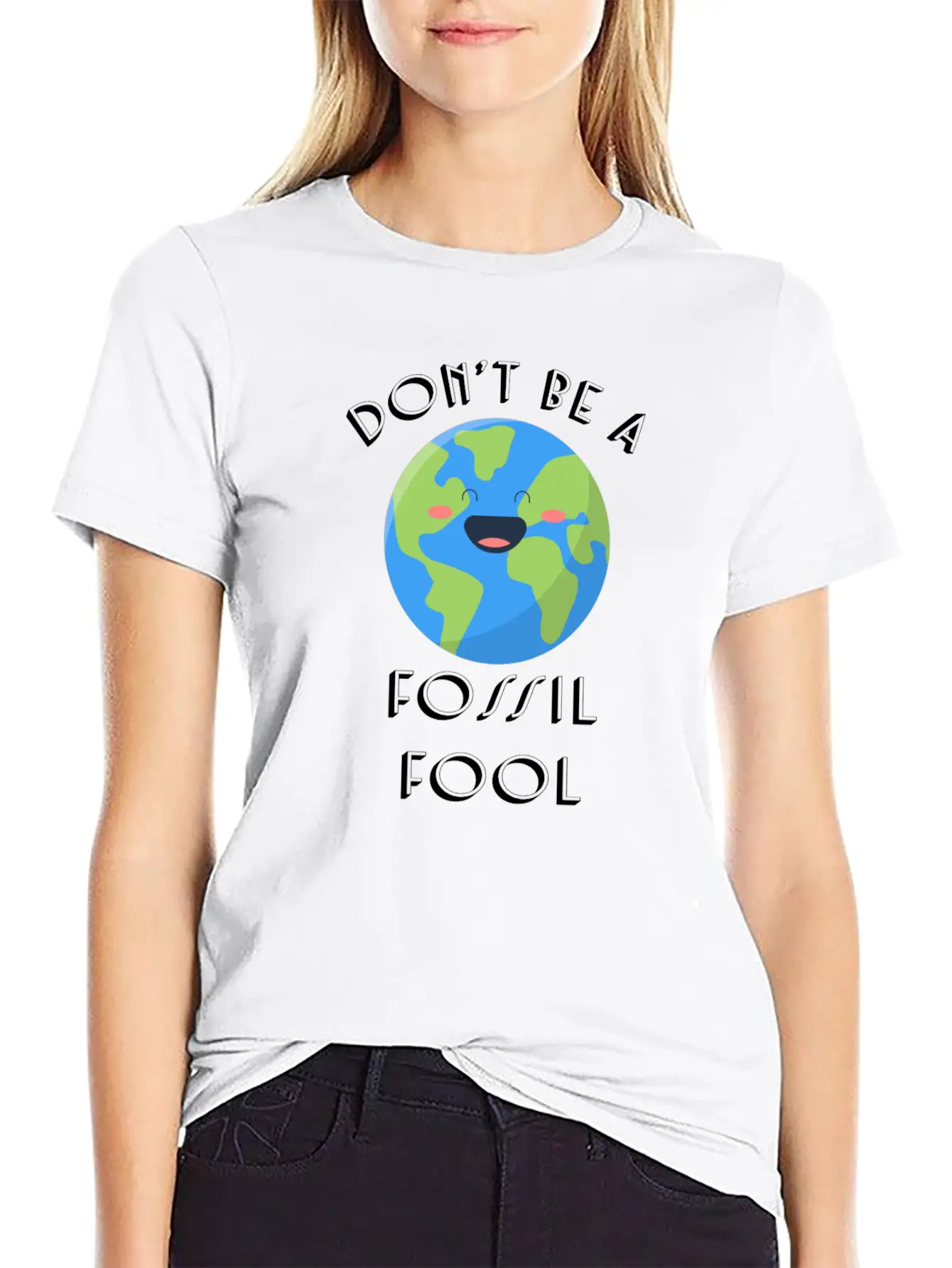 Fossil Fool Gift Ecology Saying Climate Change Unisex Short Sleeve Soft Cotton T-Shirt – Casual Everyday Wear