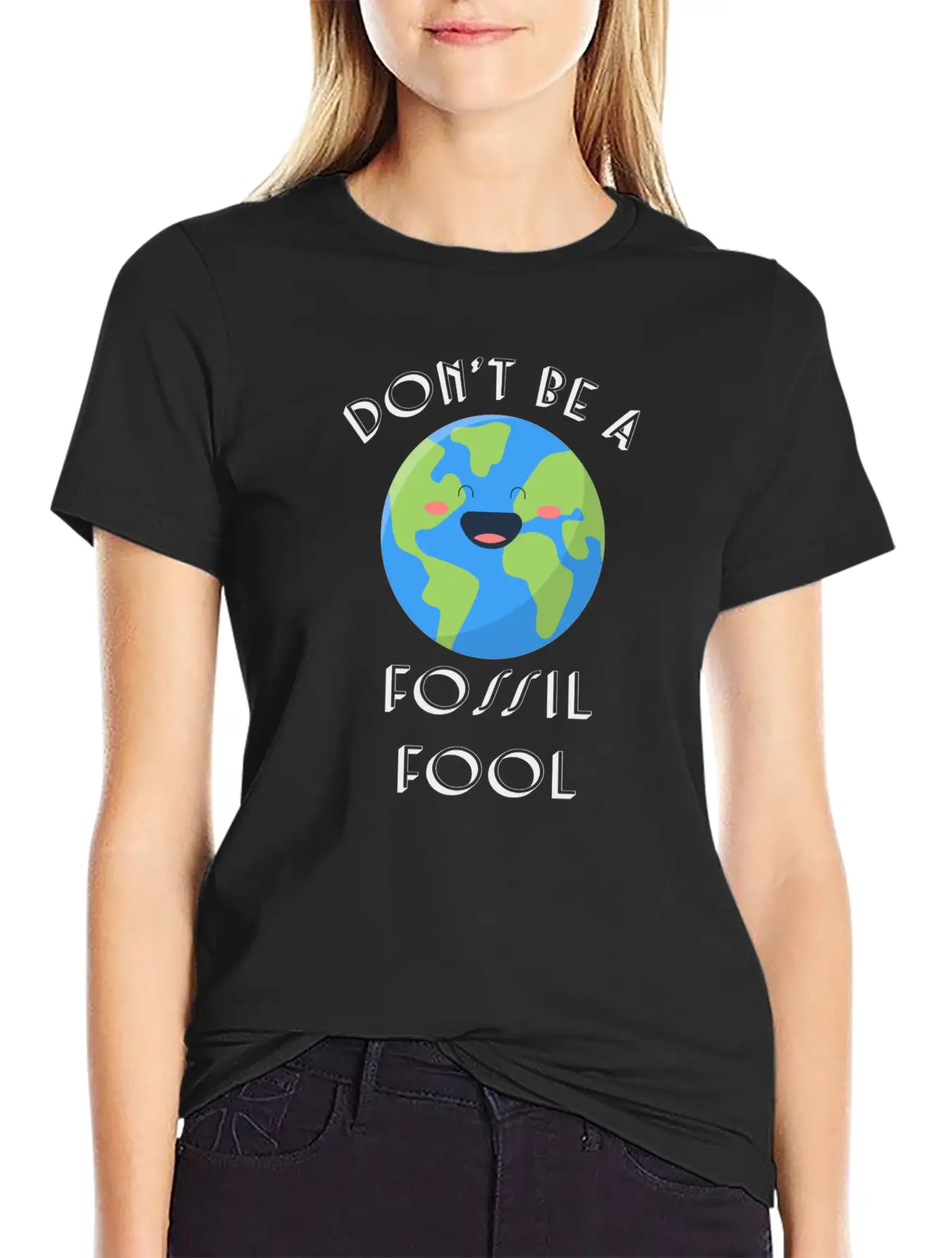 Fossil Fool Gift Ecology Saying Climate Change Unisex Short Sleeve Soft Cotton T-Shirt – Casual Everyday Wear