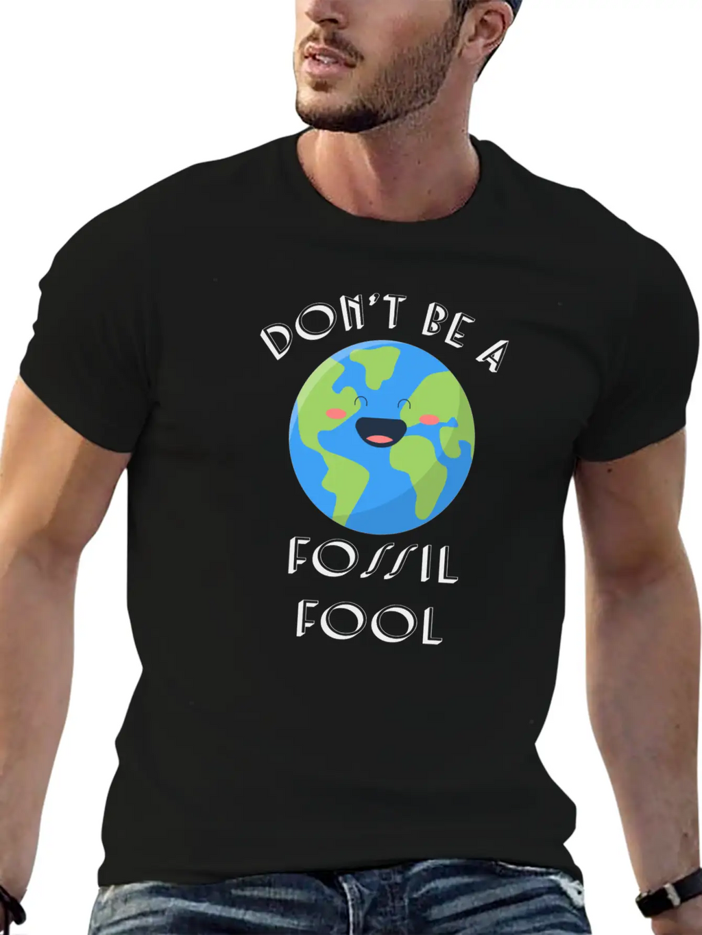 Fossil Fool Gift Ecology Saying Climate Change Unisex Short Sleeve Soft Cotton T-Shirt – Casual Everyday Wear