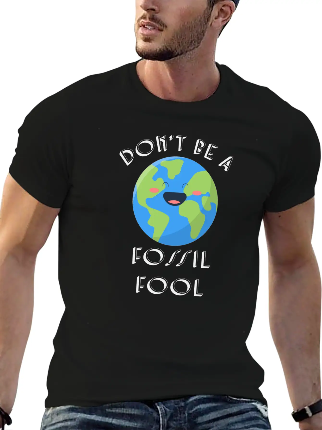Fossil Fool Gift Ecology Saying Climate Change Unisex Short Sleeve Soft Cotton T-Shirt – Casual Everyday Wear