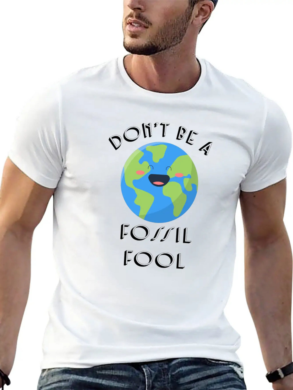 Fossil Fool Gift Ecology Saying Climate Change Unisex Short Sleeve Soft Cotton T-Shirt – Casual Everyday Wear