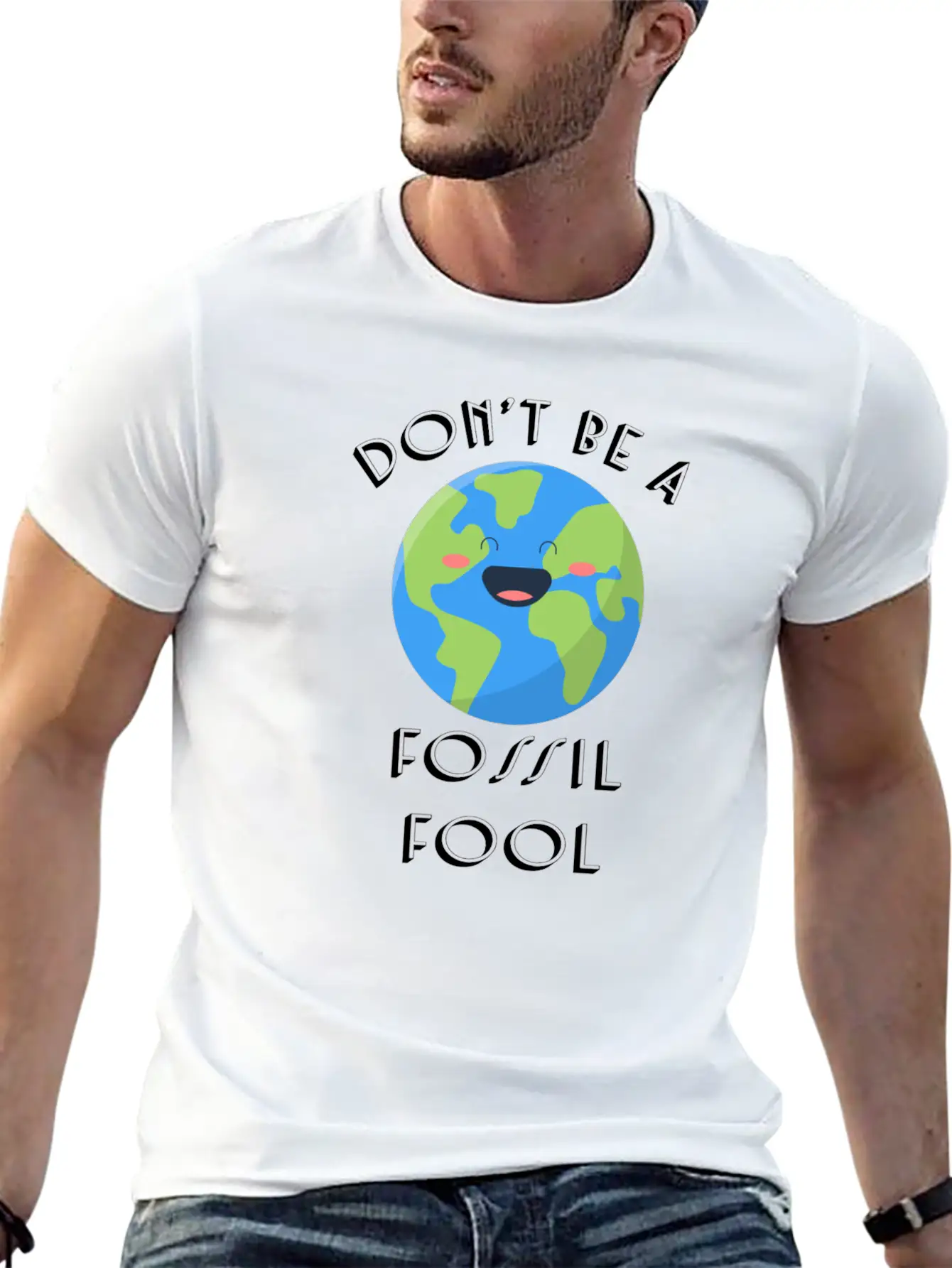 Fossil Fool Gift Ecology Saying Climate Change Unisex Short Sleeve Soft Cotton T-Shirt – Casual Everyday Wear