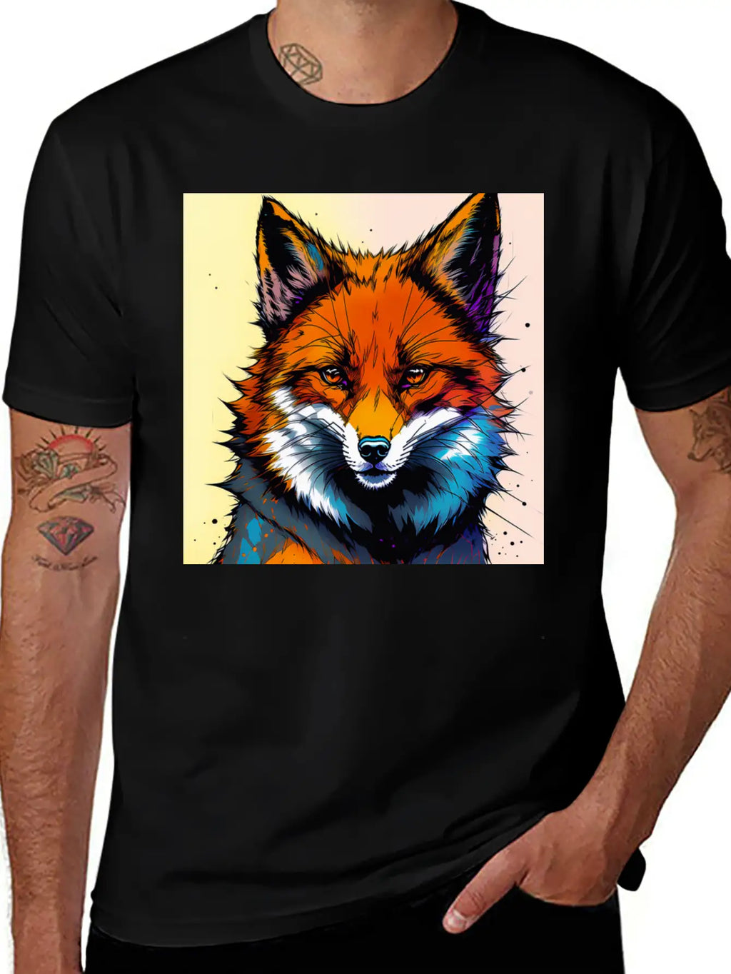 Fox Futuristic Ink Classic Fit Graphic Tee For Daily Comfort – Unisex Cotton Shirt