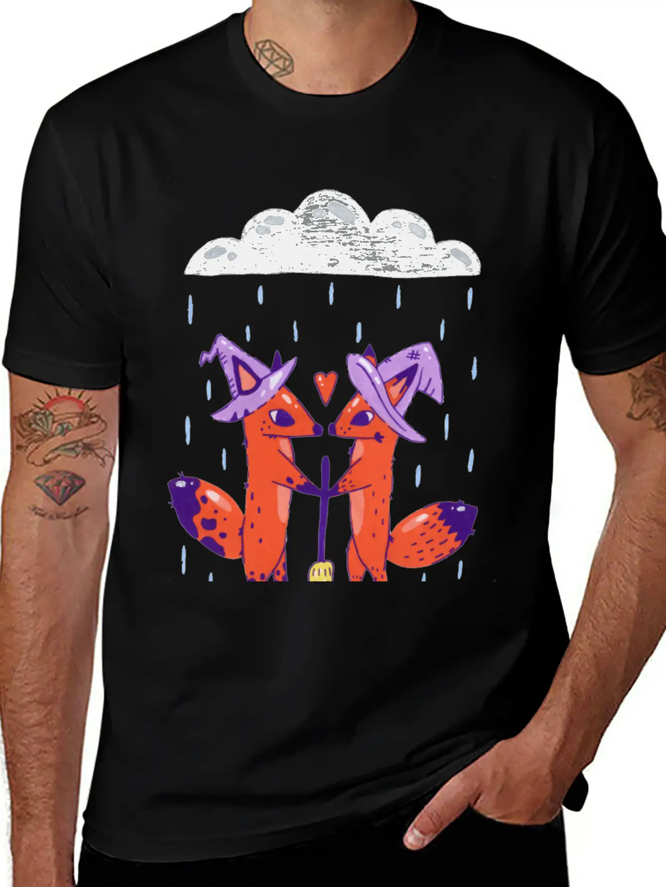 Fox Witches Getting Married In The Rain Stylish Everyday T-Shirt – Unisex Basic Cotton Tee