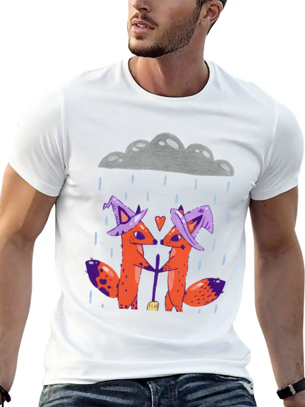Fox Witches Getting Married In The Rain Stylish Everyday T-Shirt – Unisex Basic Cotton Tee