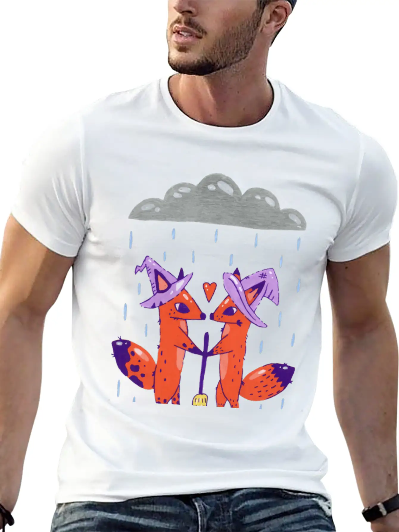 Fox Witches Getting Married In The Rain Stylish Everyday T-Shirt – Unisex Basic Cotton Tee
