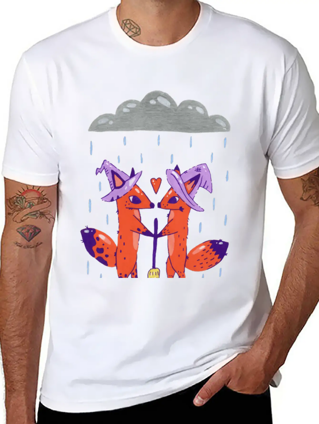 Fox Witches Getting Married In The Rain Stylish Everyday T-Shirt – Unisex Basic Cotton Tee