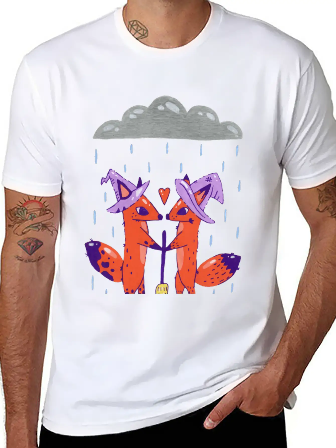 Fox Witches Getting Married In The Rain Stylish Everyday T-Shirt – Unisex Basic Cotton Tee