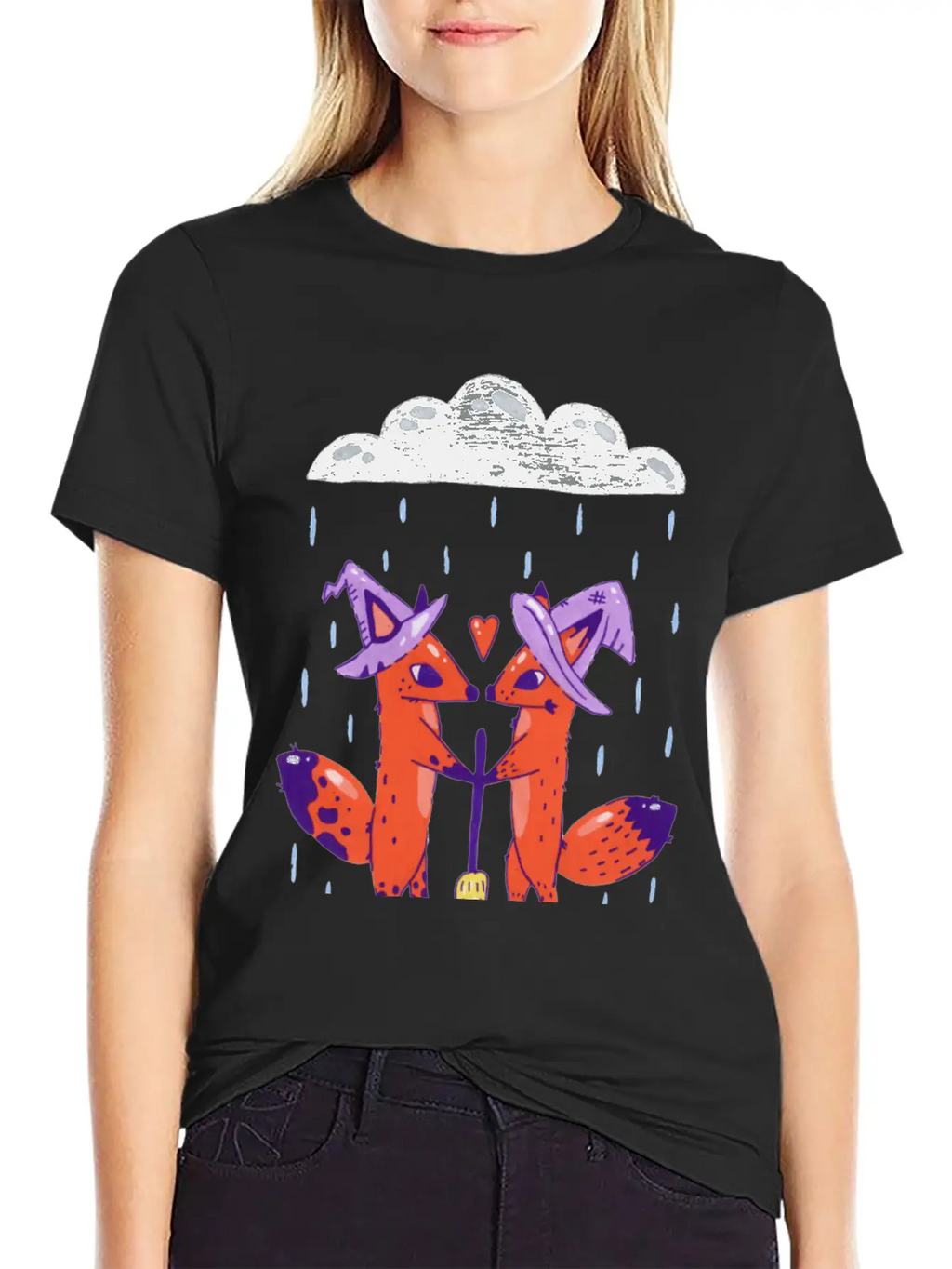 Fox Witches Getting Married In The Rain Stylish Everyday T-Shirt – Unisex Basic Cotton Tee