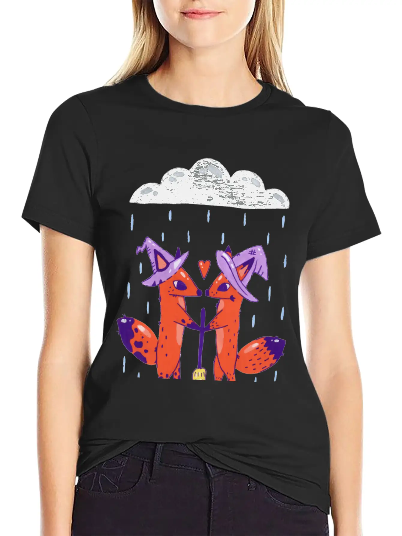 Fox Witches Getting Married In The Rain Stylish Everyday T-Shirt – Unisex Basic Cotton Tee