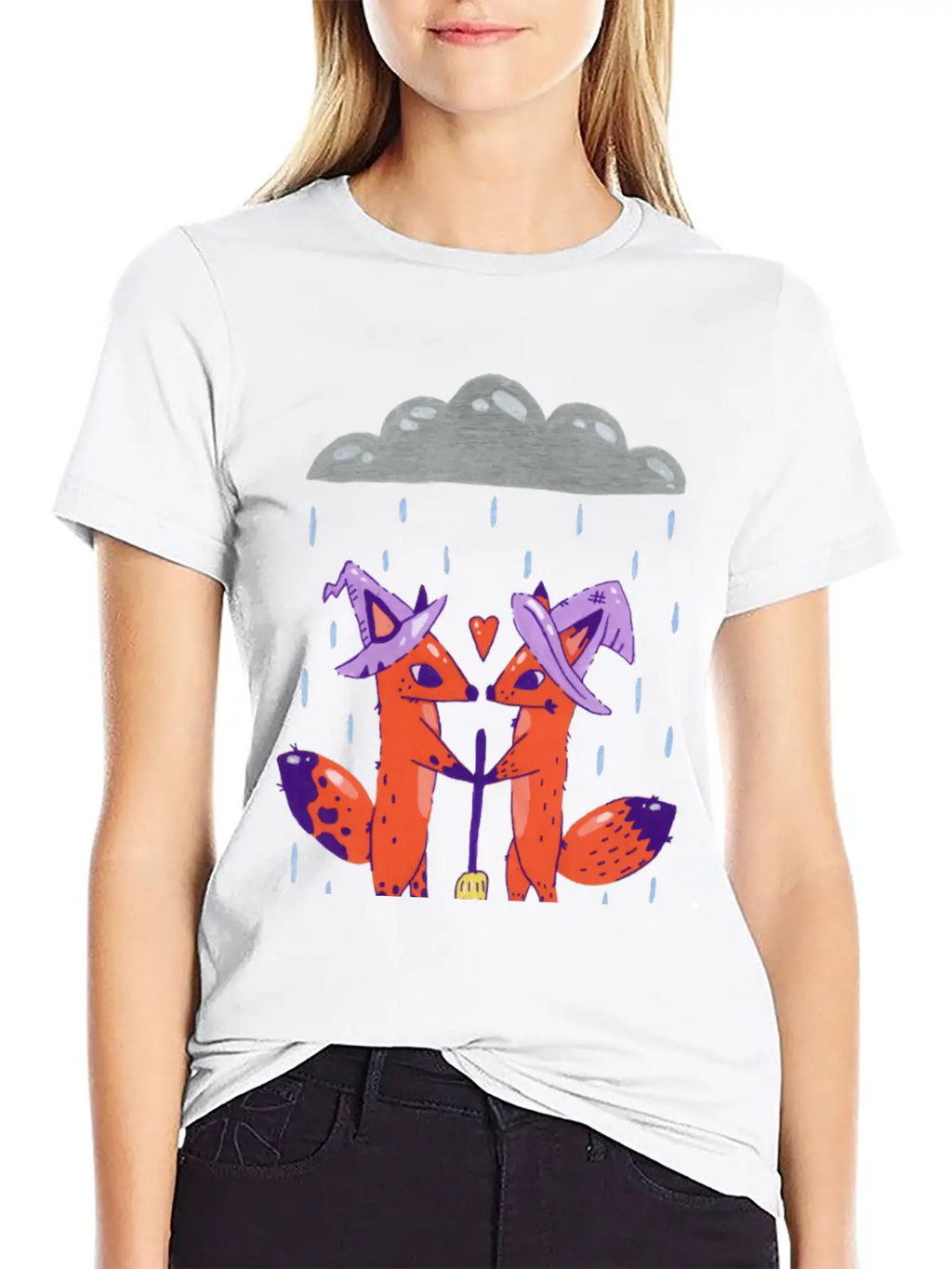 Fox Witches Getting Married In The Rain Stylish Everyday T-Shirt – Unisex Basic Cotton Tee