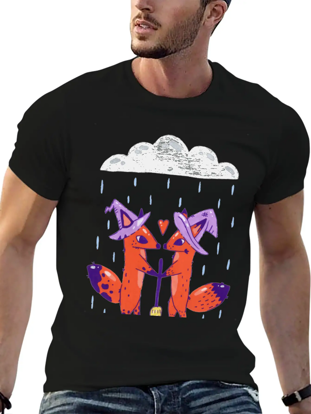 Fox Witches Getting Married In The Rain Stylish Everyday T-Shirt – Unisex Basic Cotton Tee