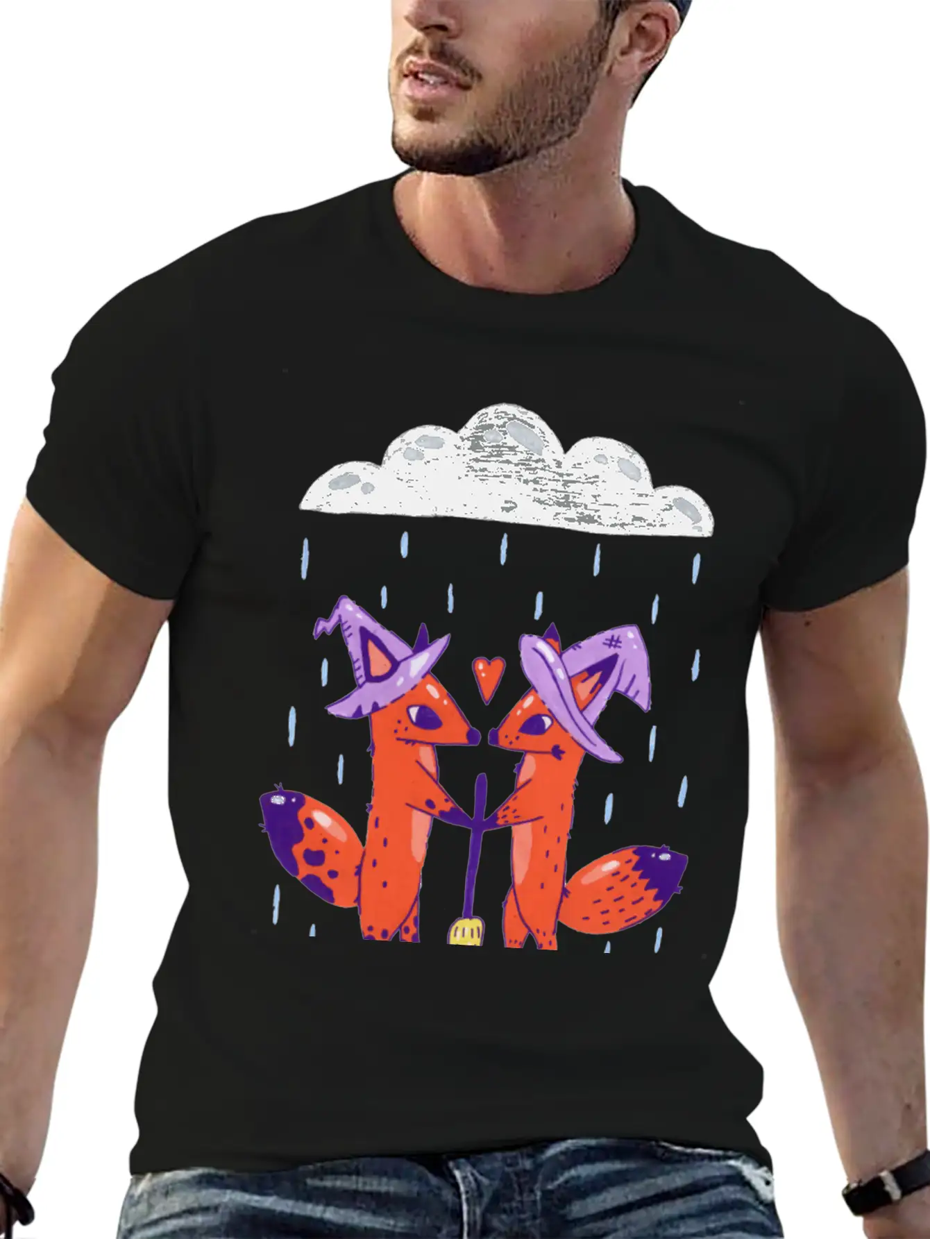 Fox Witches Getting Married In The Rain Stylish Everyday T-Shirt – Unisex Basic Cotton Tee