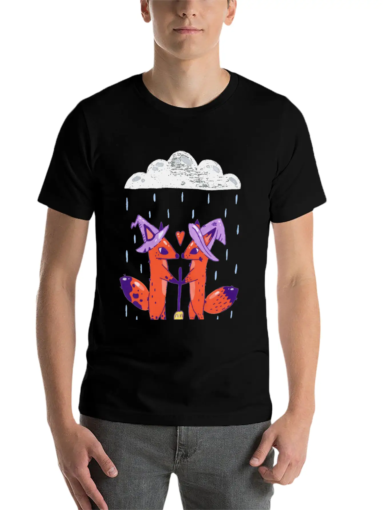Fox Witches Getting Married In The Rain Stylish Everyday T-Shirt – Unisex Basic Cotton Tee