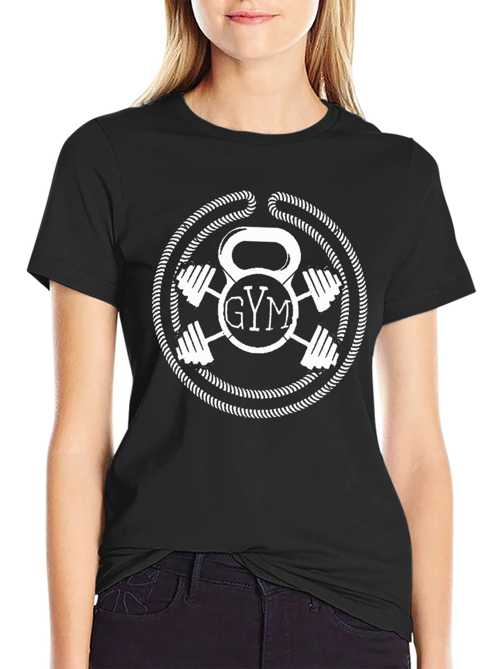 Gym Kettlebell & Dumbbell Black Graphic T-Shirt
