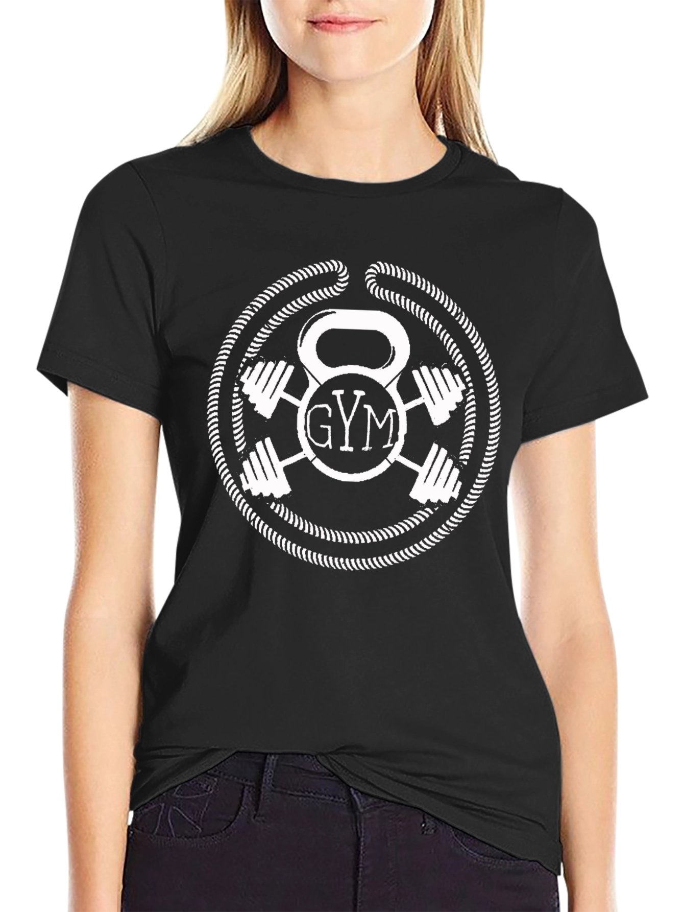 Gym Kettlebell & Dumbbell Black Graphic T-Shirt