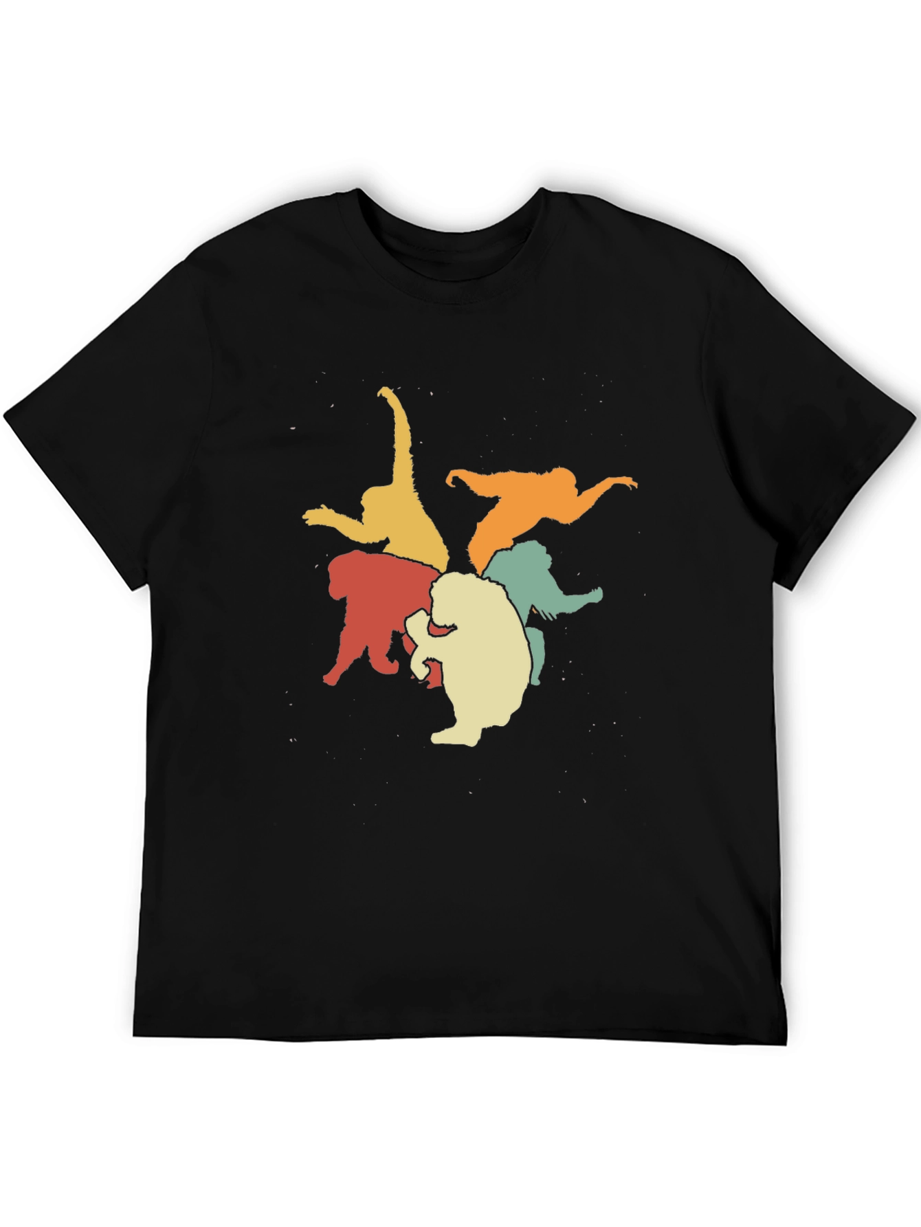 Retro Monkey Circle Black Graphic Tee