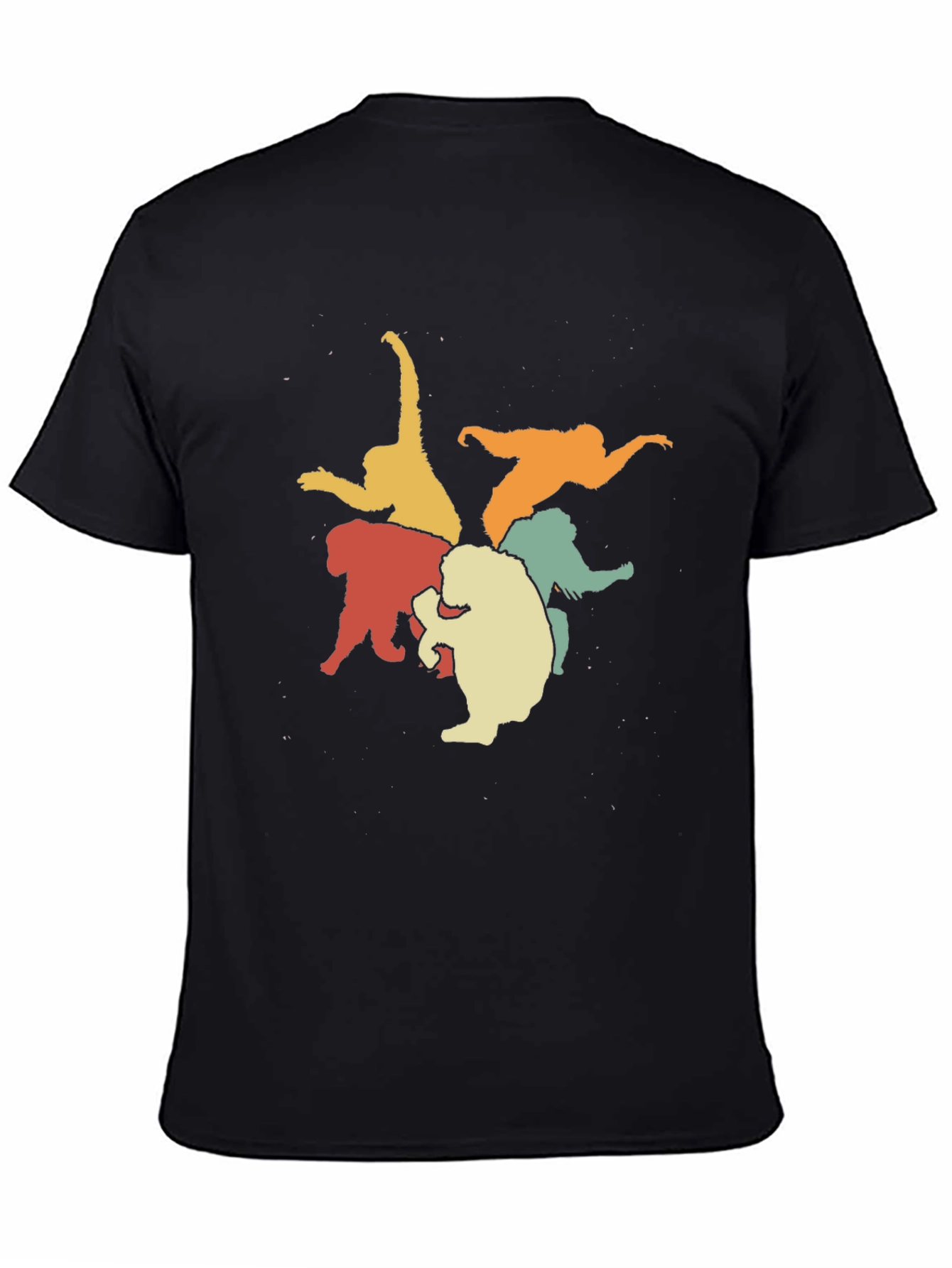 Retro Monkey Circle Black Graphic Tee