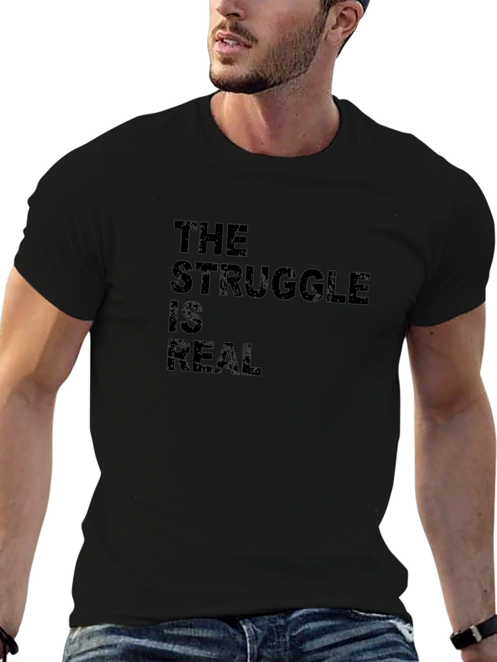 The Struggle Is Real Black Graphic T-Shirt