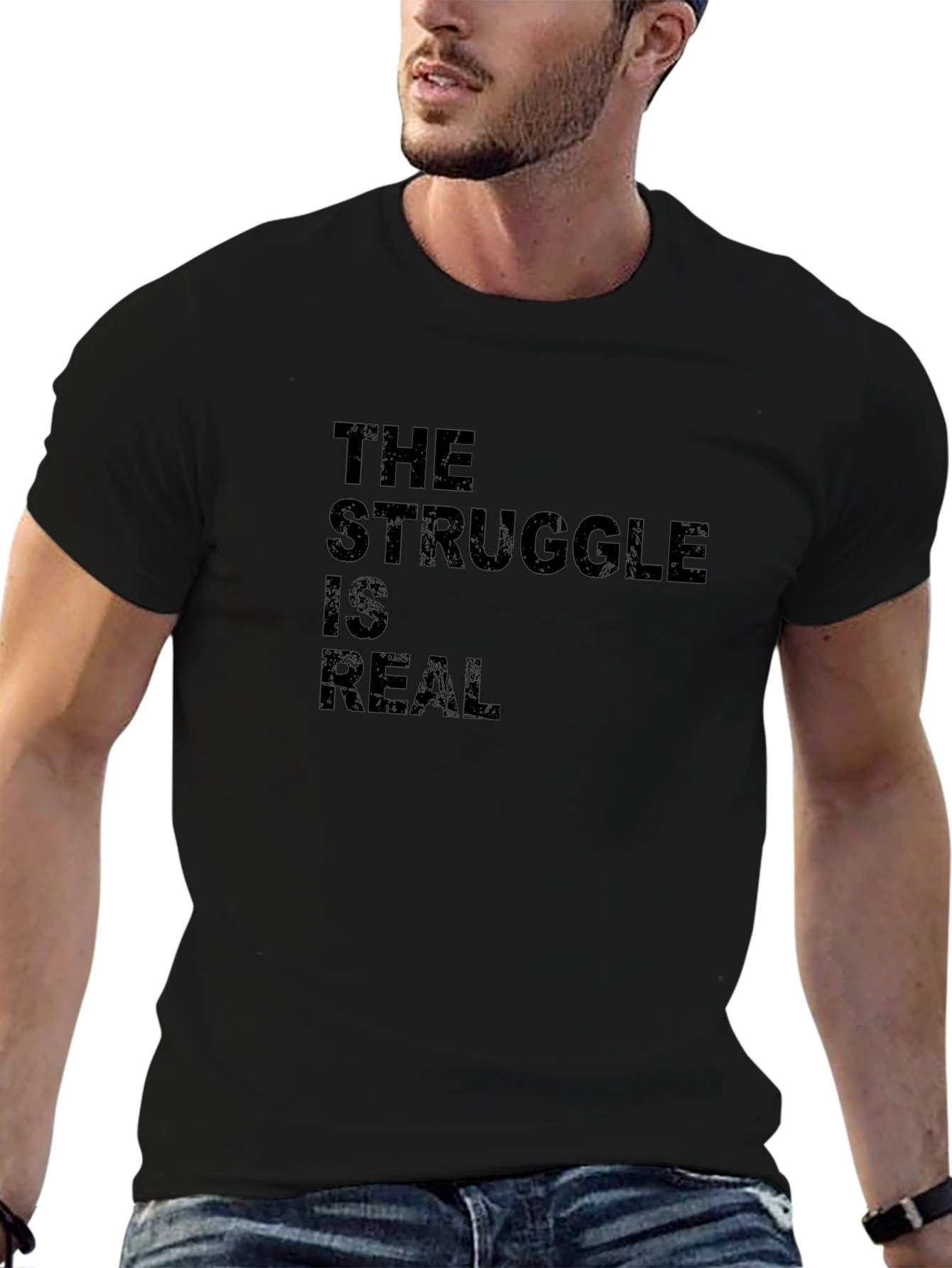 The Struggle Is Real Black Graphic T-Shirt