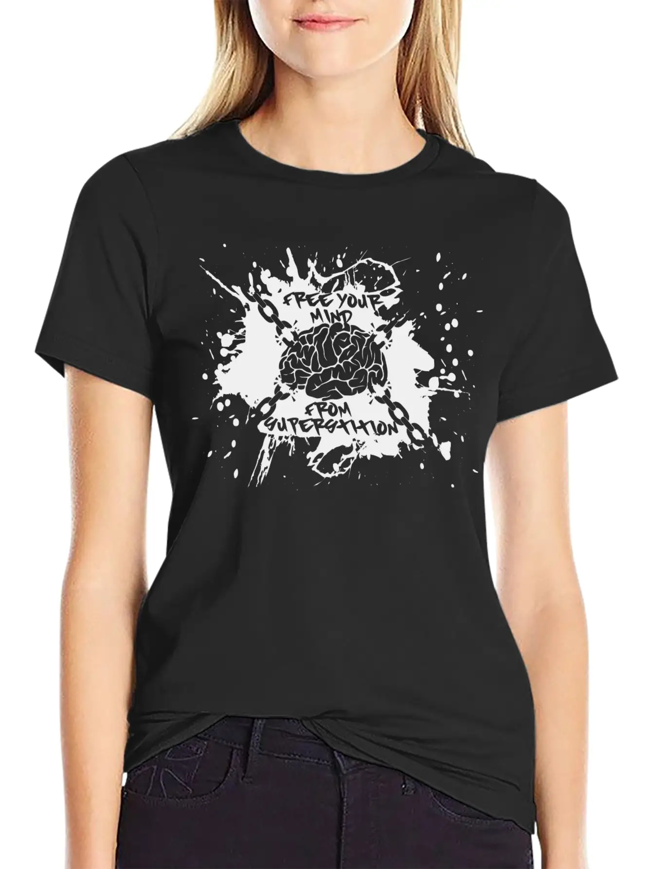 Free Your Mind (black) Breathable Soft Cotton T-Shirt – Timeless Casual Look