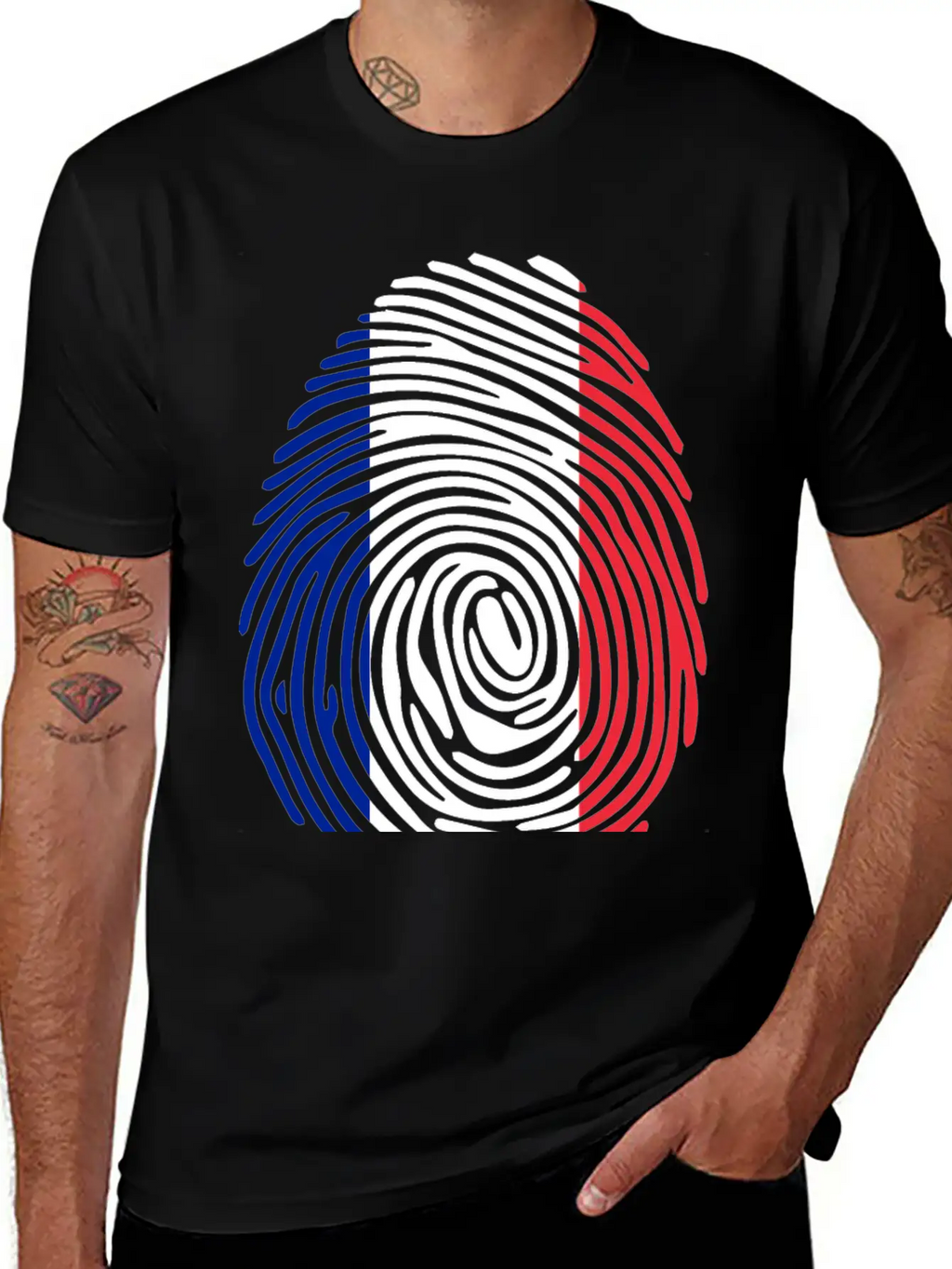 French Fingerprint Flag Unisex Casual T-Shirt – Clean Design For Daily Comfort