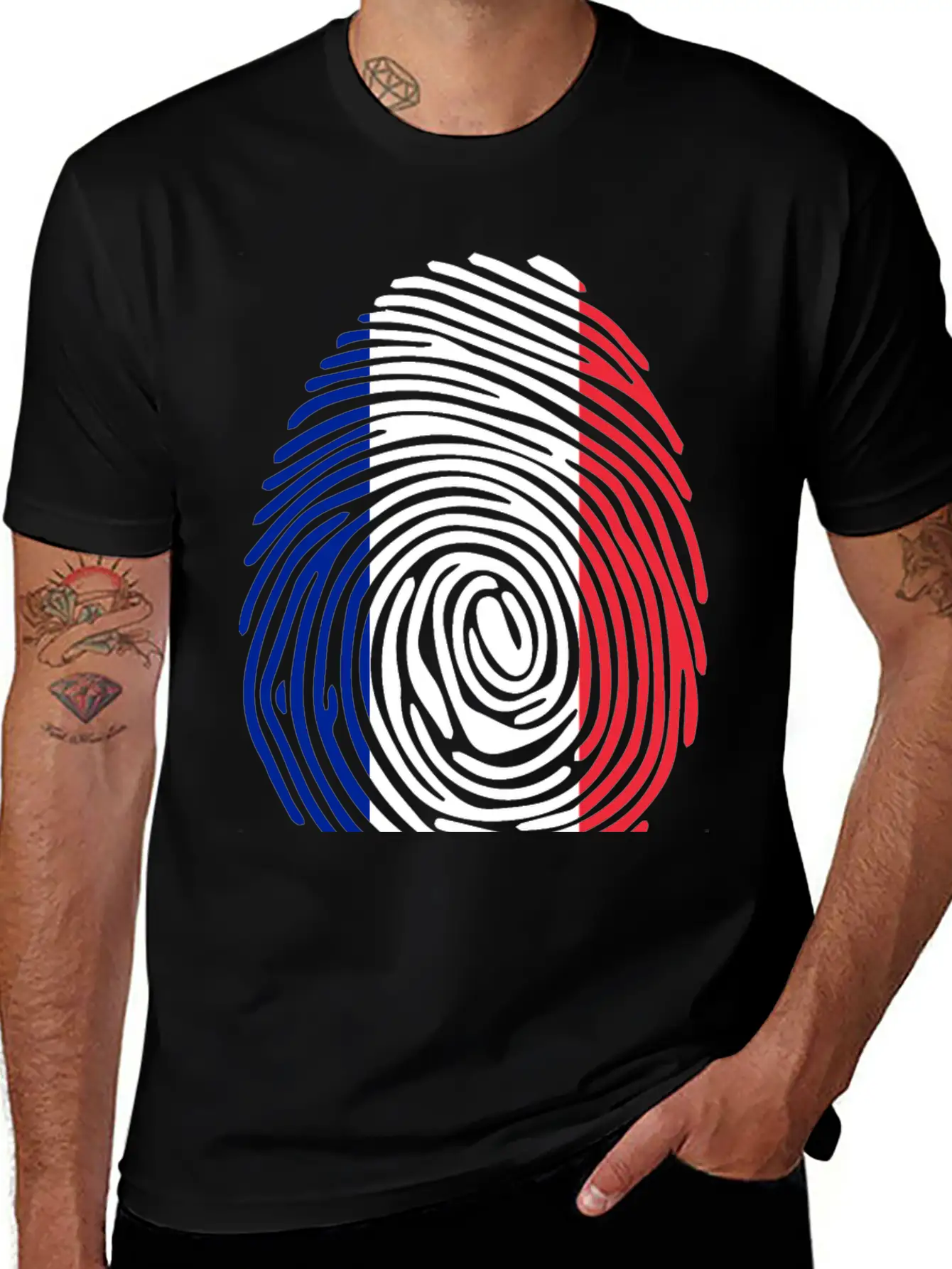 French Fingerprint Flag Unisex Casual T-Shirt – Clean Design For Daily Comfort