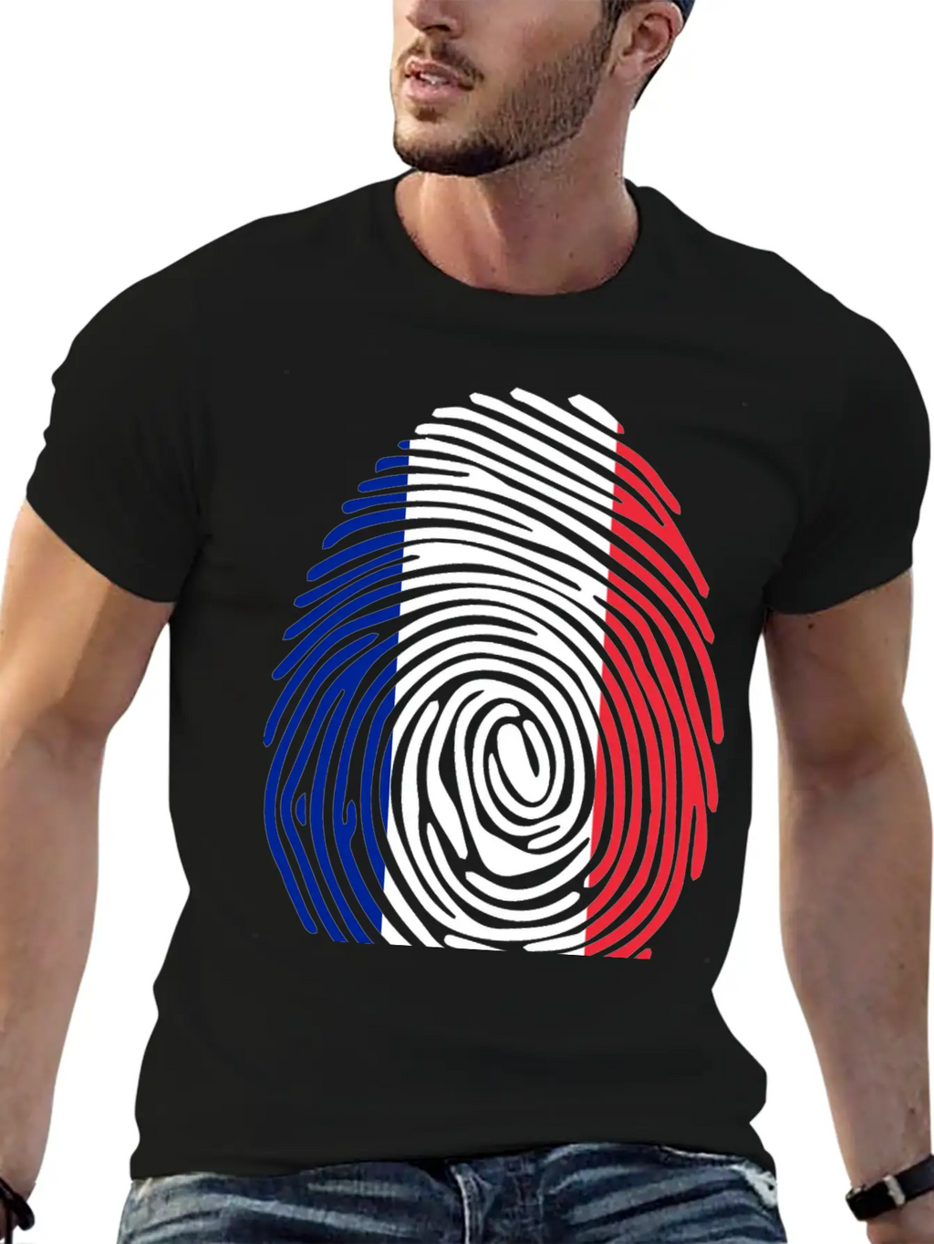 French Fingerprint Flag Unisex Casual T-Shirt – Clean Design For Daily Comfort