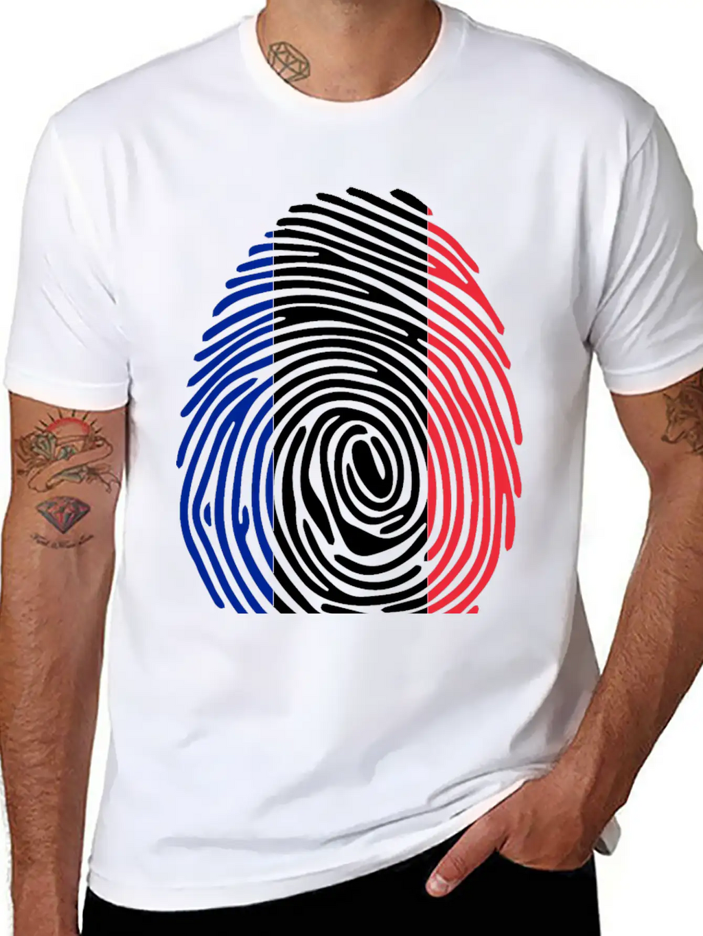 French Fingerprint Flag Unisex Casual T-Shirt – Clean Design For Daily Comfort