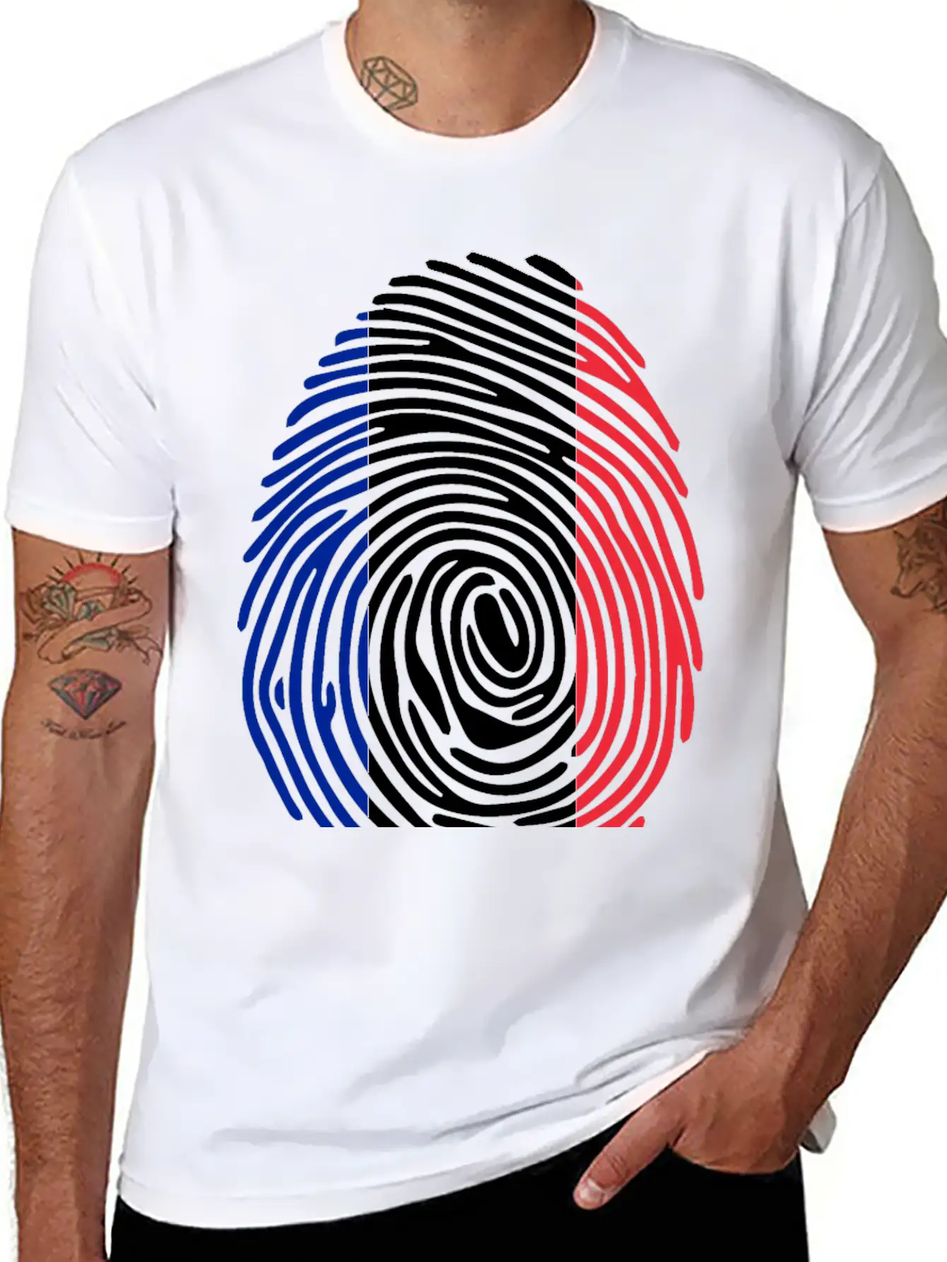 French Fingerprint Flag Unisex Casual T-Shirt – Clean Design For Daily Comfort