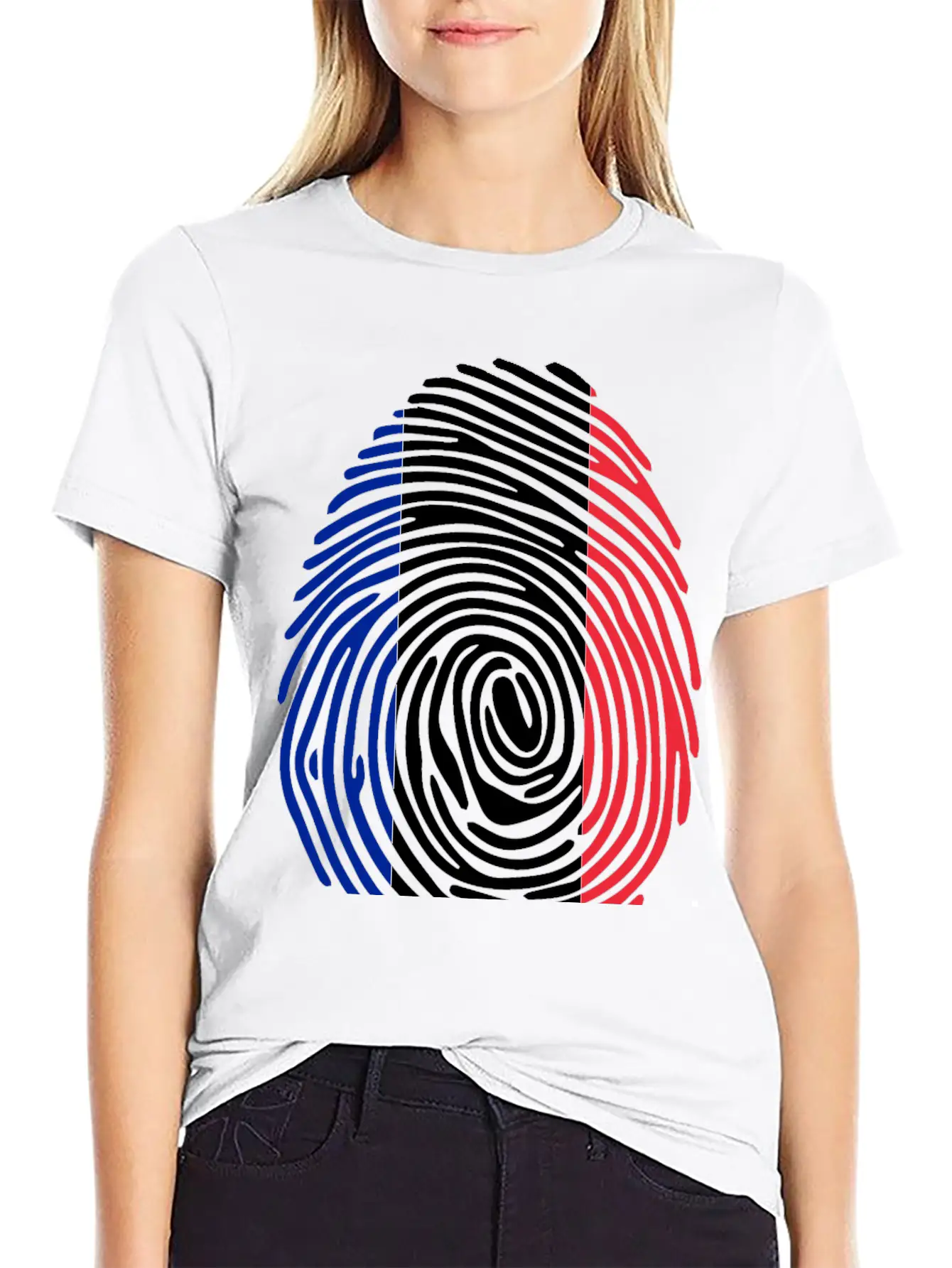 French Fingerprint Flag Unisex Casual T-Shirt – Clean Design For Daily Comfort