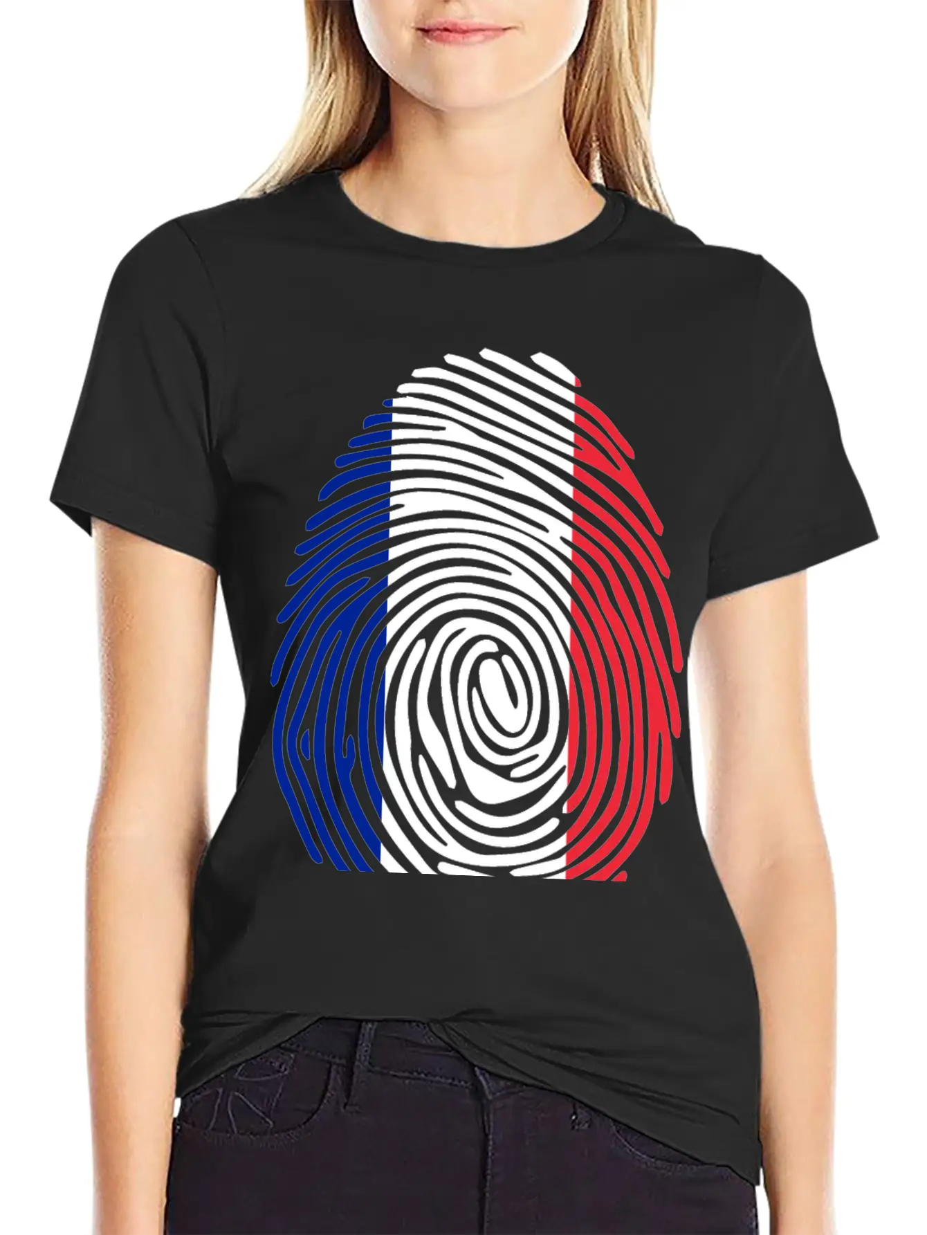 French Fingerprint Flag Unisex Casual T-Shirt – Clean Design For Daily Comfort