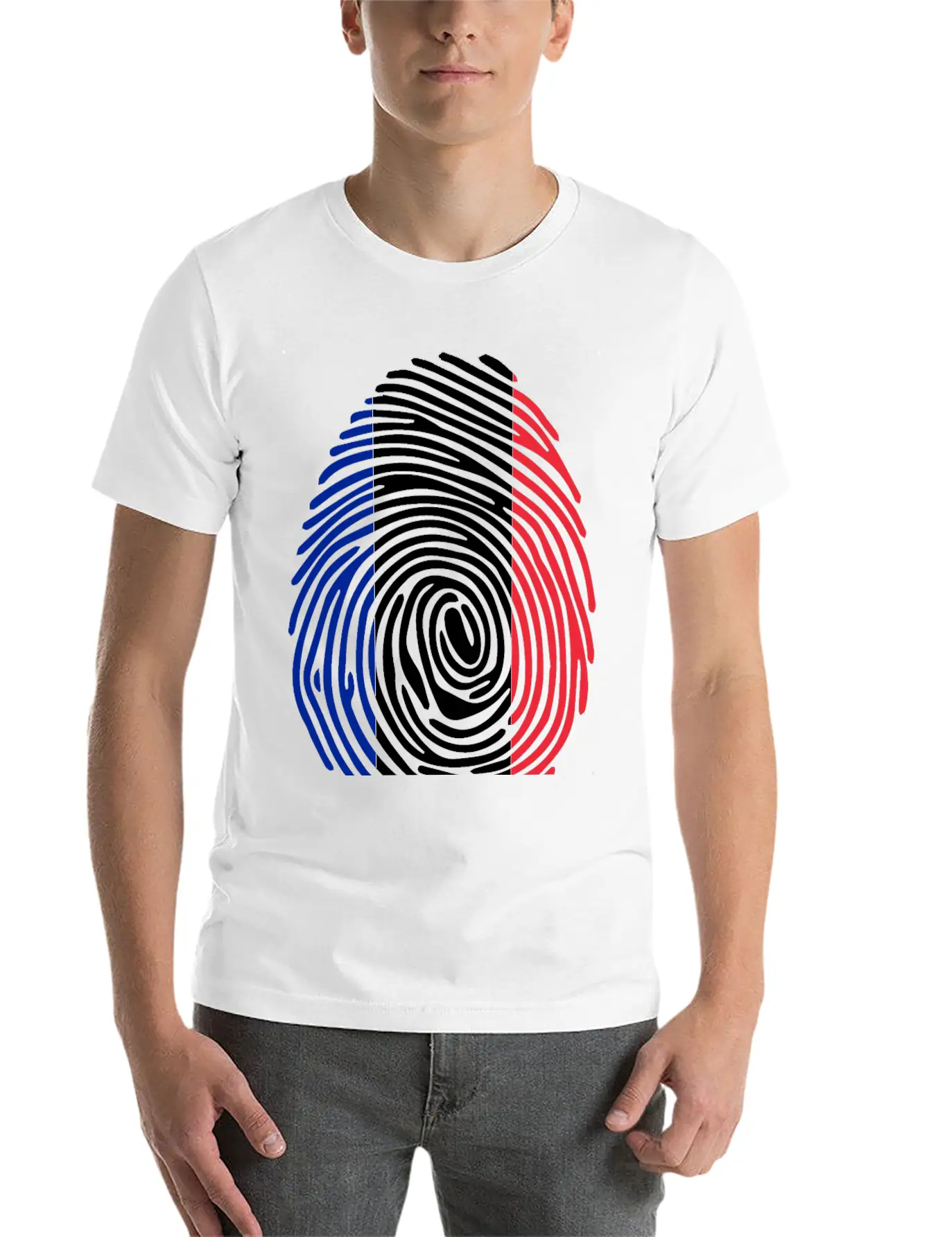French Fingerprint Flag Unisex Casual T-Shirt – Clean Design For Daily Comfort