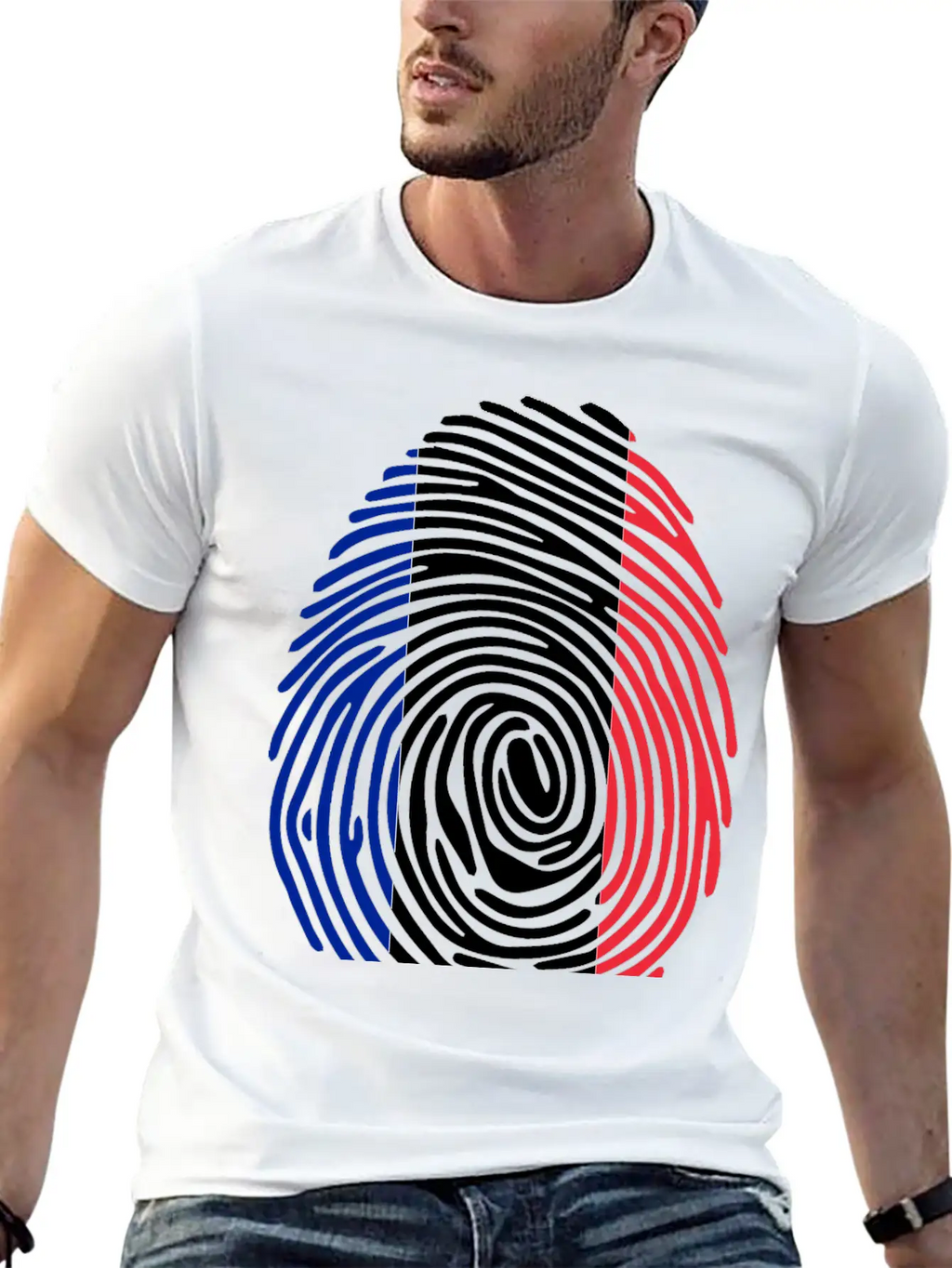 French Fingerprint Flag Unisex Casual T-Shirt – Clean Design For Daily Comfort