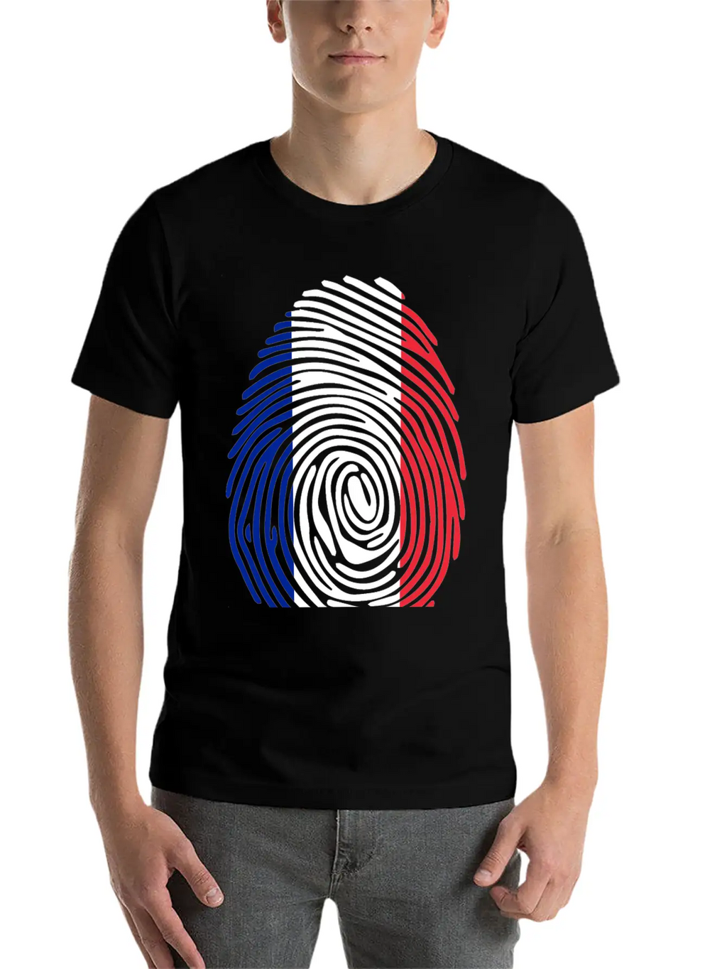 French Fingerprint Flag Unisex Casual T-Shirt – Clean Design For Daily Comfort