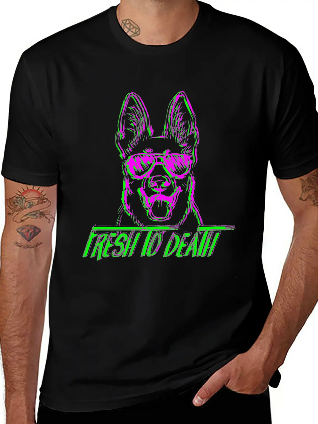 Fresh To Death German Shepherd Dogdoggiesgift For Casual Graphic T-Shirt – Simple And Comfortable Daily Wear