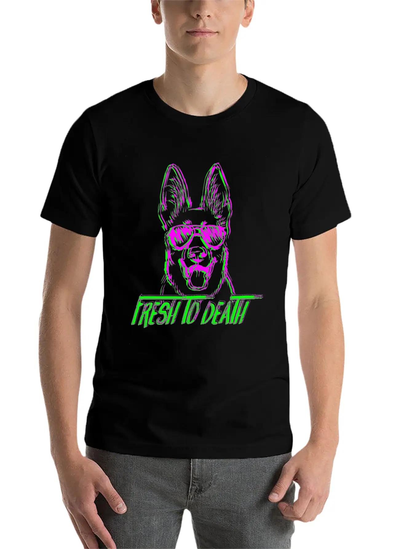 Fresh To Death German Shepherd Dogdoggiesgift For Casual Graphic T-Shirt – Simple And Comfortable Daily Wear